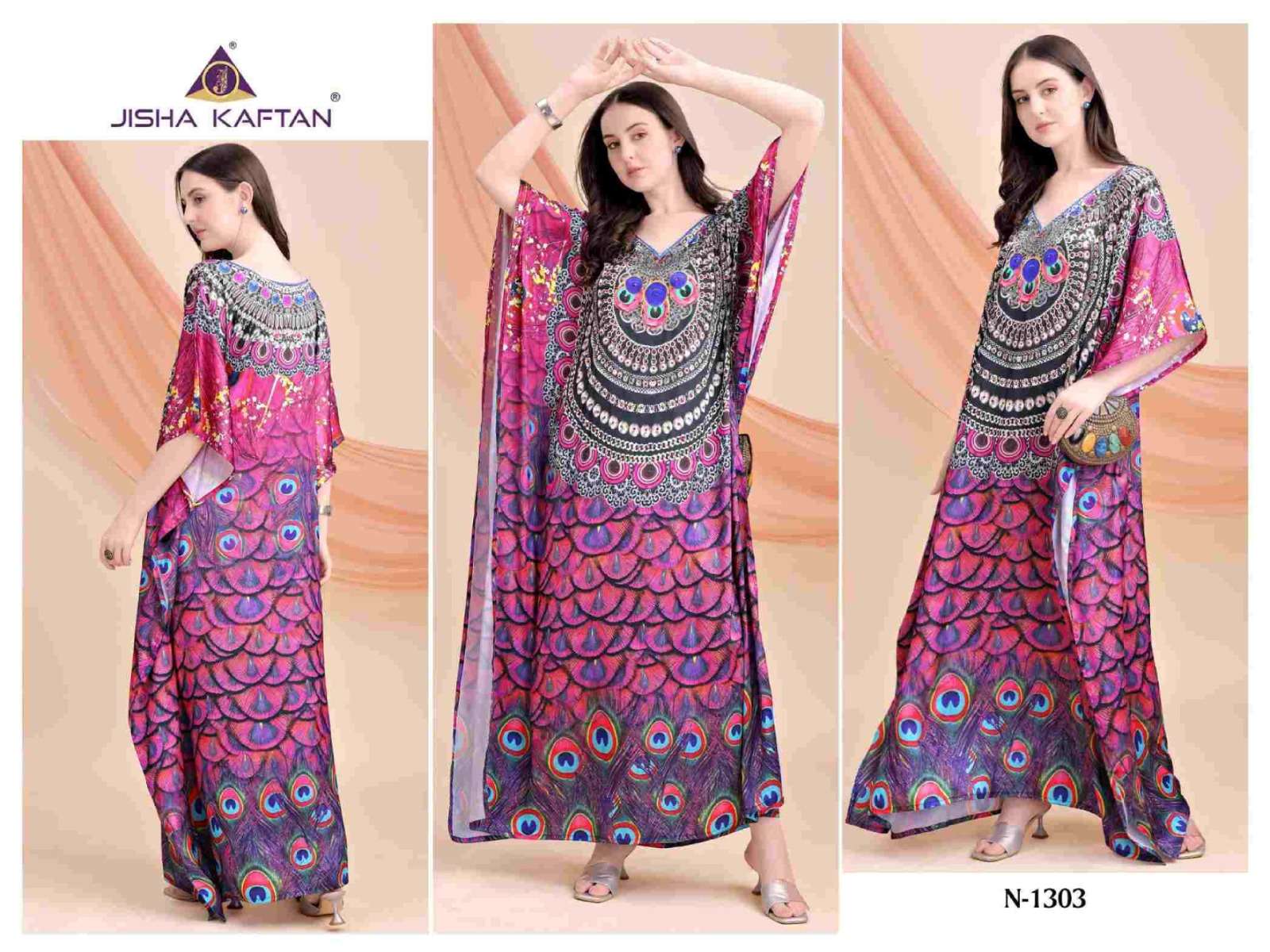 JELITE JISHA KAFTAN E NAZKAT VOL 13 SATIN DIGITAL PRINT LADIES KAFTAN