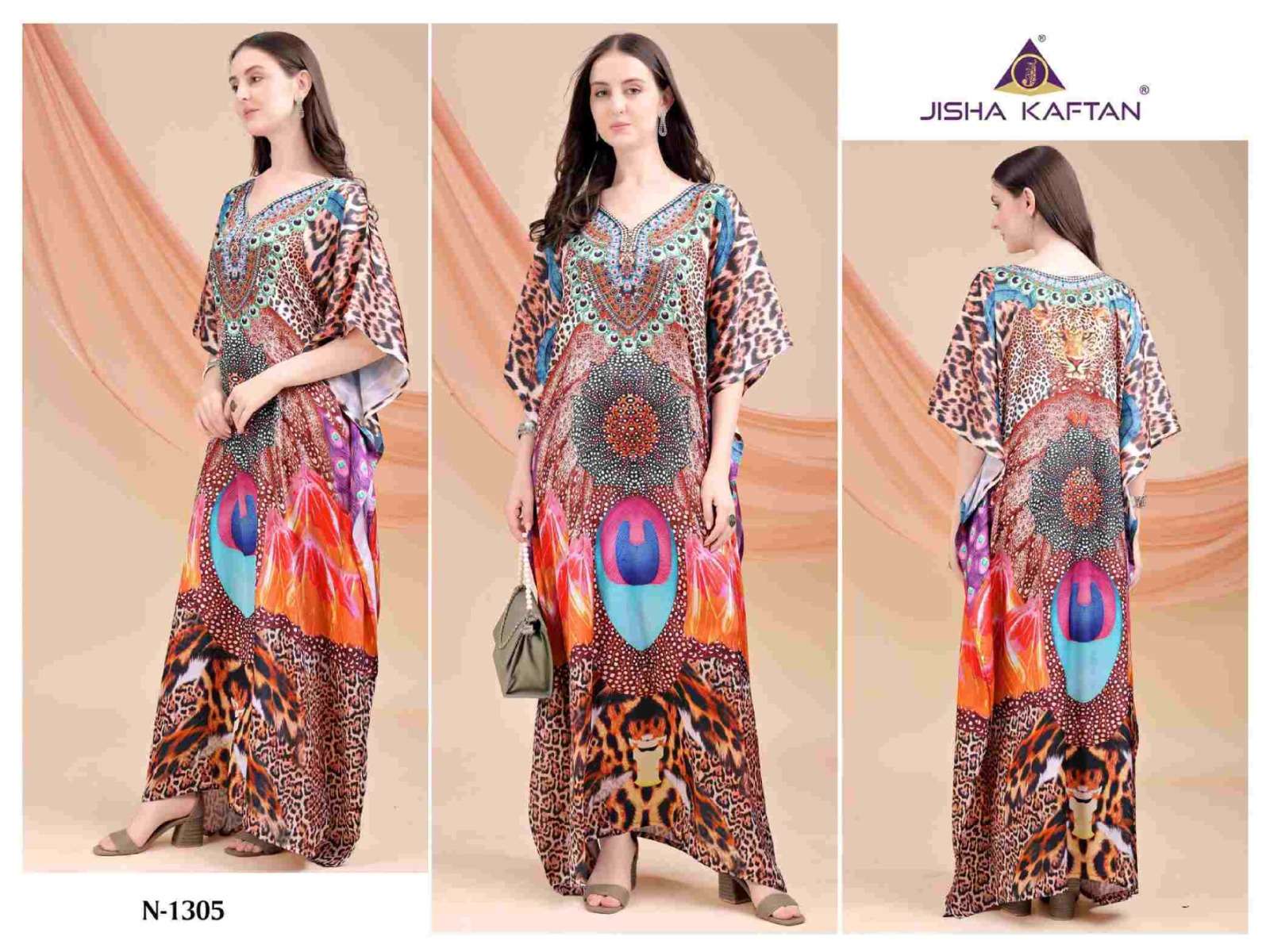 JELITE JISHA KAFTAN E NAZKAT VOL 13 SATIN DIGITAL PRINT LADIES KAFTAN