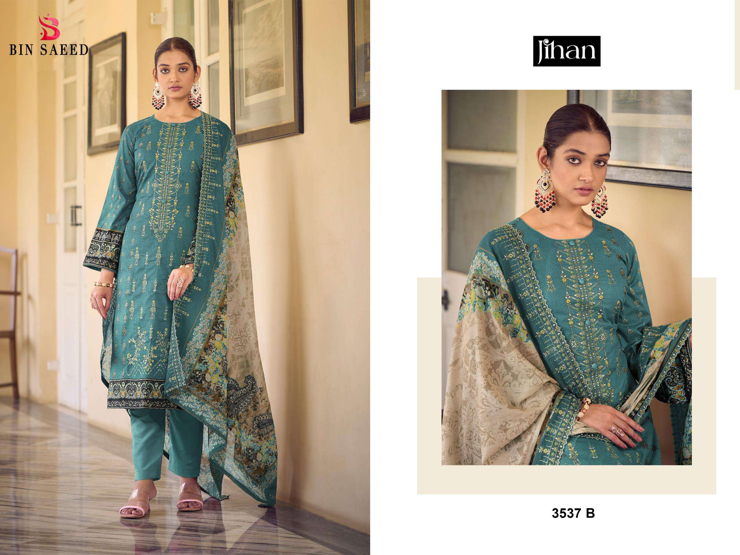 JIHAN D NO 3537 LAWN COTTON FANCY EMBROIDERY WORK SALWAR KAMEEZ 