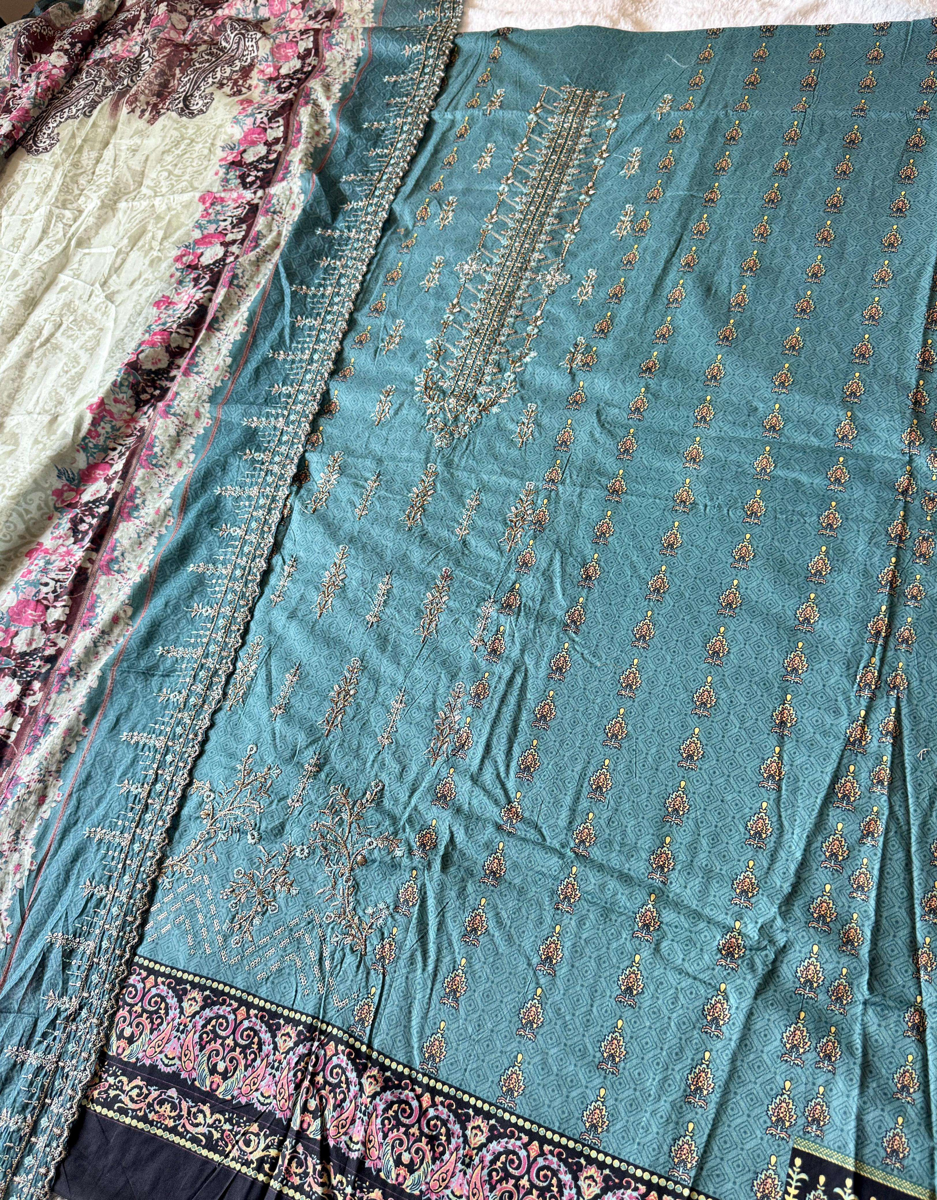 JIHAN D NO 3537 LAWN COTTON FANCY EMBROIDERY WORK SALWAR KAMEEZ 