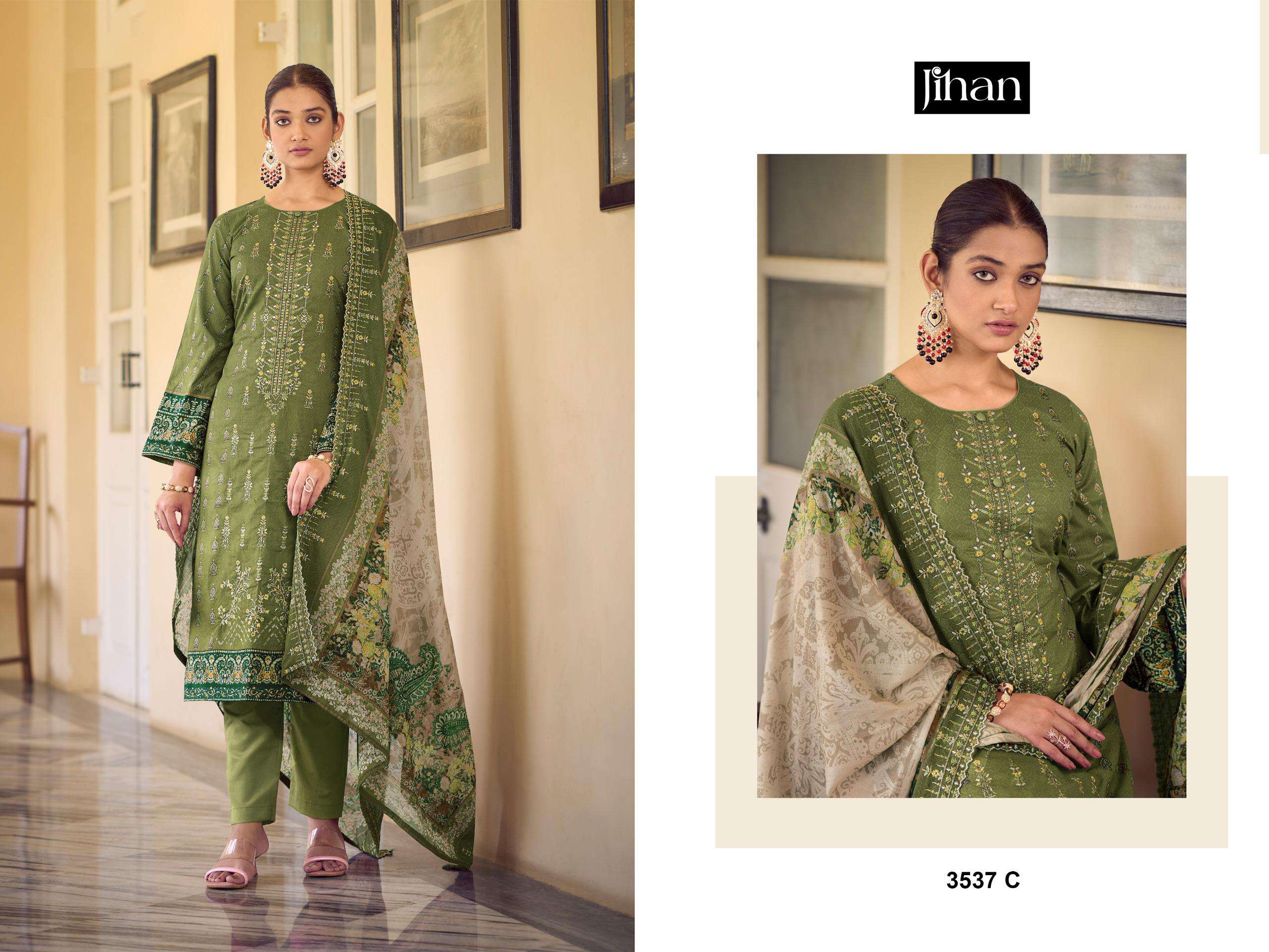 JIHAN D NO 3537 LAWN COTTON FANCY EMBROIDERY WORK SALWAR KAMEEZ 