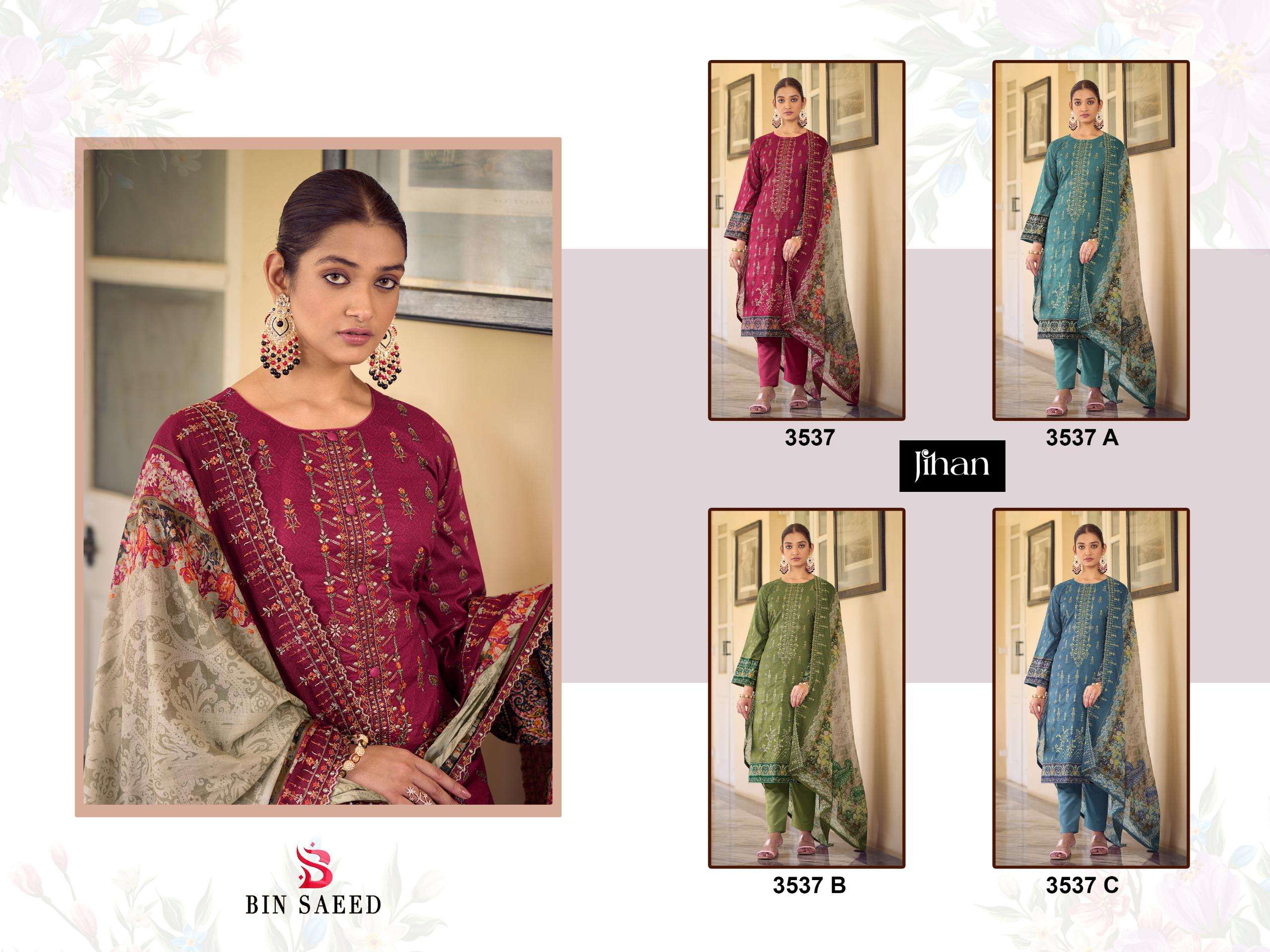 JIHAN D NO 3537 LAWN COTTON FANCY EMBROIDERY WORK SALWAR KAMEEZ 