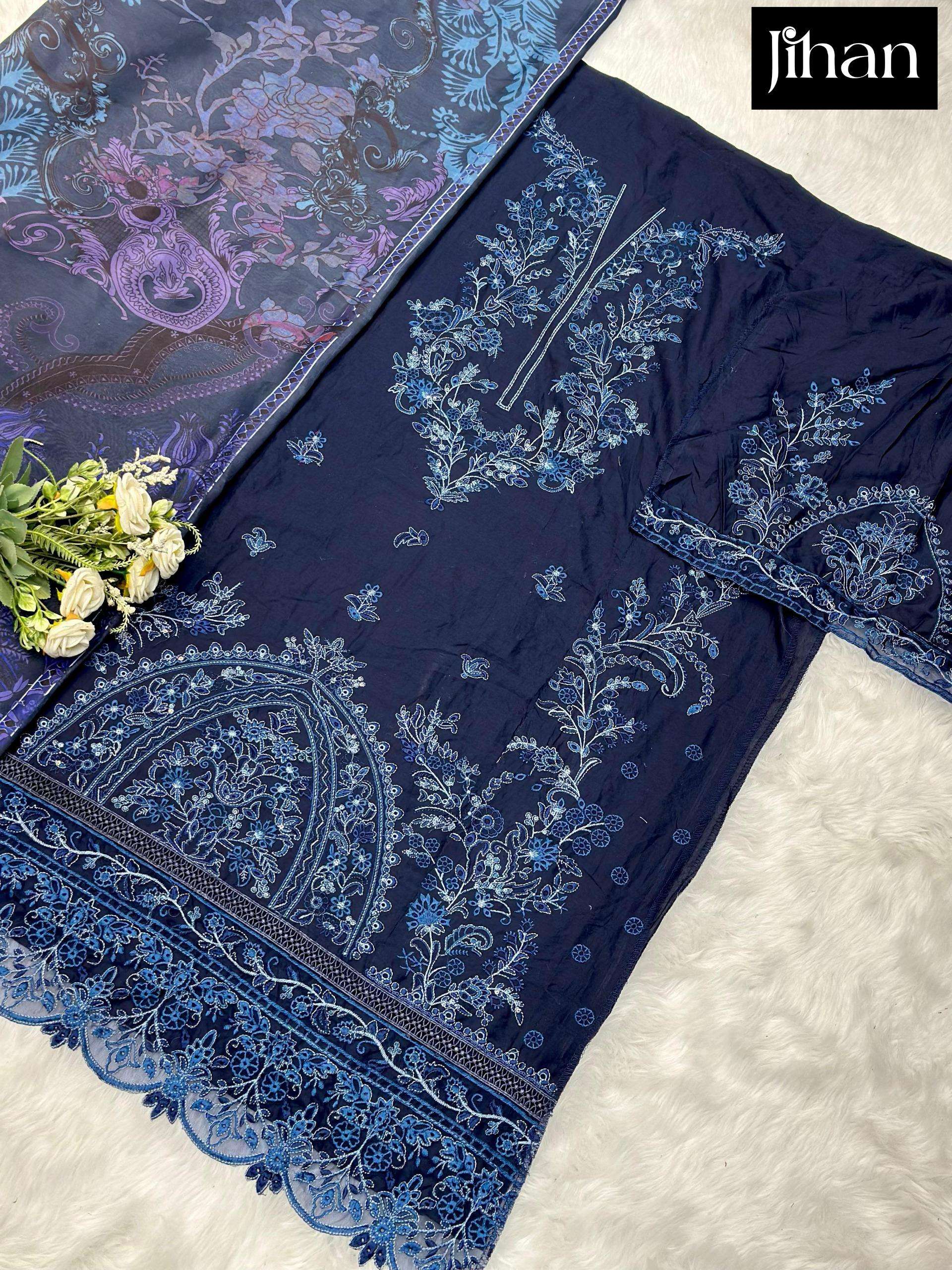 JIHAN DESIGN NO - 3624-3625-3626 COTTON HEAVY SELF EMBROIDERED PATCHES PAKISTANI SALWAR SUIT