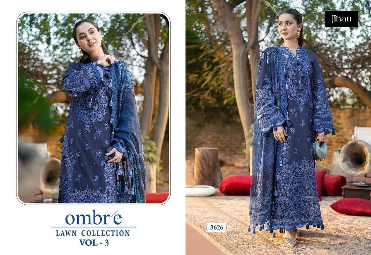 JIHAN DESIGN NO - 3624-3625-3626 COTTON HEAVY SELF EMBROIDERED PATCHES PAKISTANI SALWAR SUIT