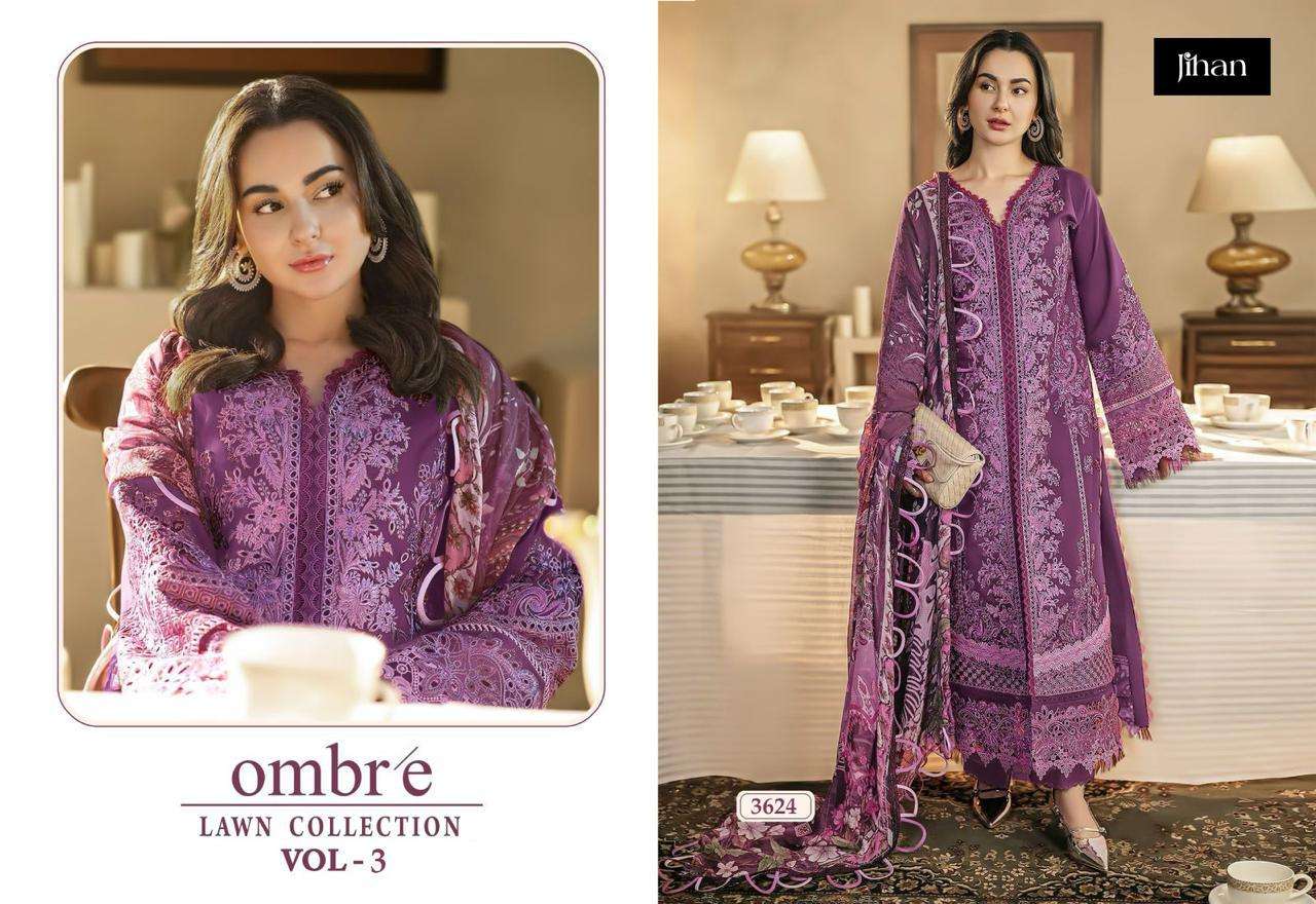 JIHAN DESIGN NO - 3624-3625-3626 COTTON HEAVY SELF EMBROIDERED PATCHES PAKISTANI SALWAR SUIT