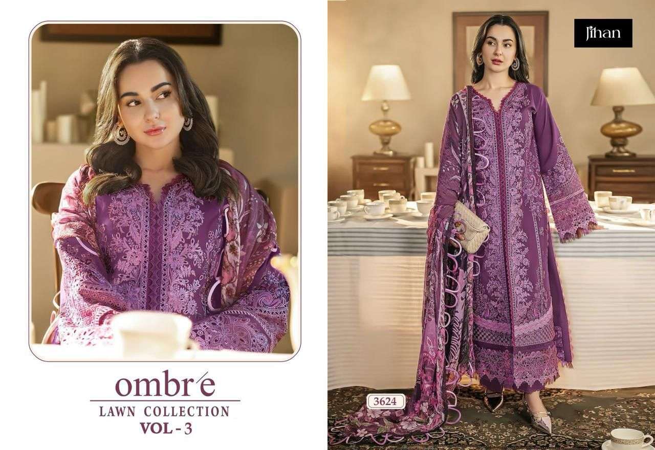 JIHAN FIRDOUS OMBRE LAWN COLLECTION VOL 3 COTTON SALWAR KAMEEZ 