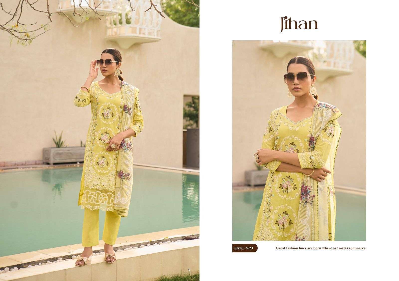 JIHAN TASKEEN VOL 3 COTTON HEAVY EMBROIDERY WORK SALWAR KAMEEZ 