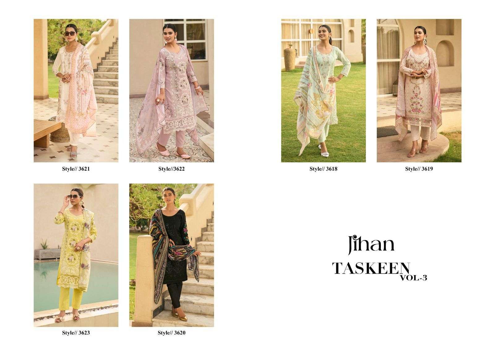 JIHAN TASKEEN VOL 3 COTTON HEAVY EMBROIDERY WORK SALWAR KAMEEZ 