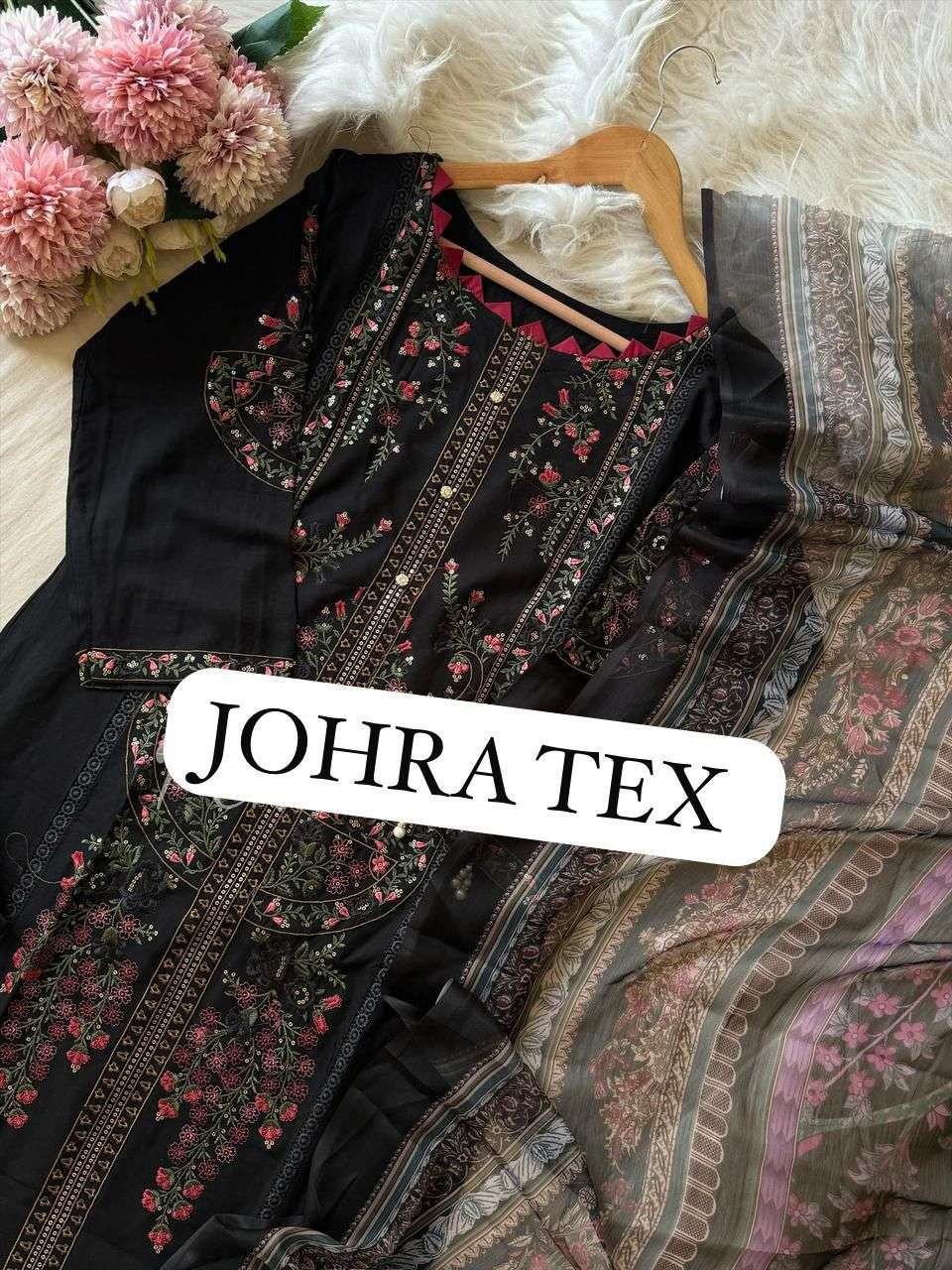 JOHRA TEX DESIGN NO - JT - 165 C VISCOSE RAYON SELF EMBROIDERED PARTY WEAR SUIT