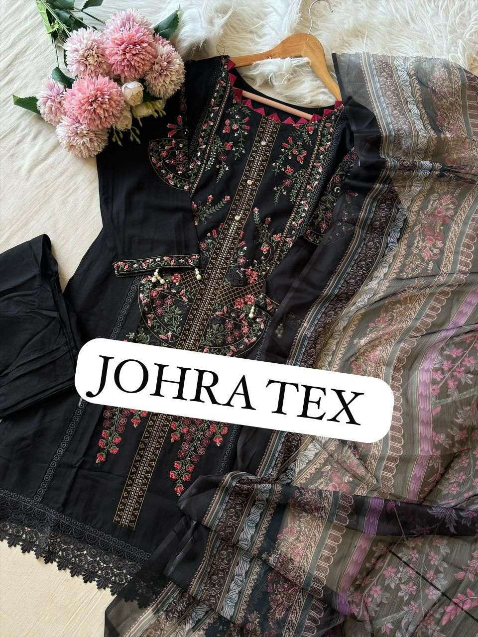 JOHRA TEX DESIGN NO - JT - 165 C VISCOSE RAYON SELF EMBROIDERED PARTY WEAR SUIT