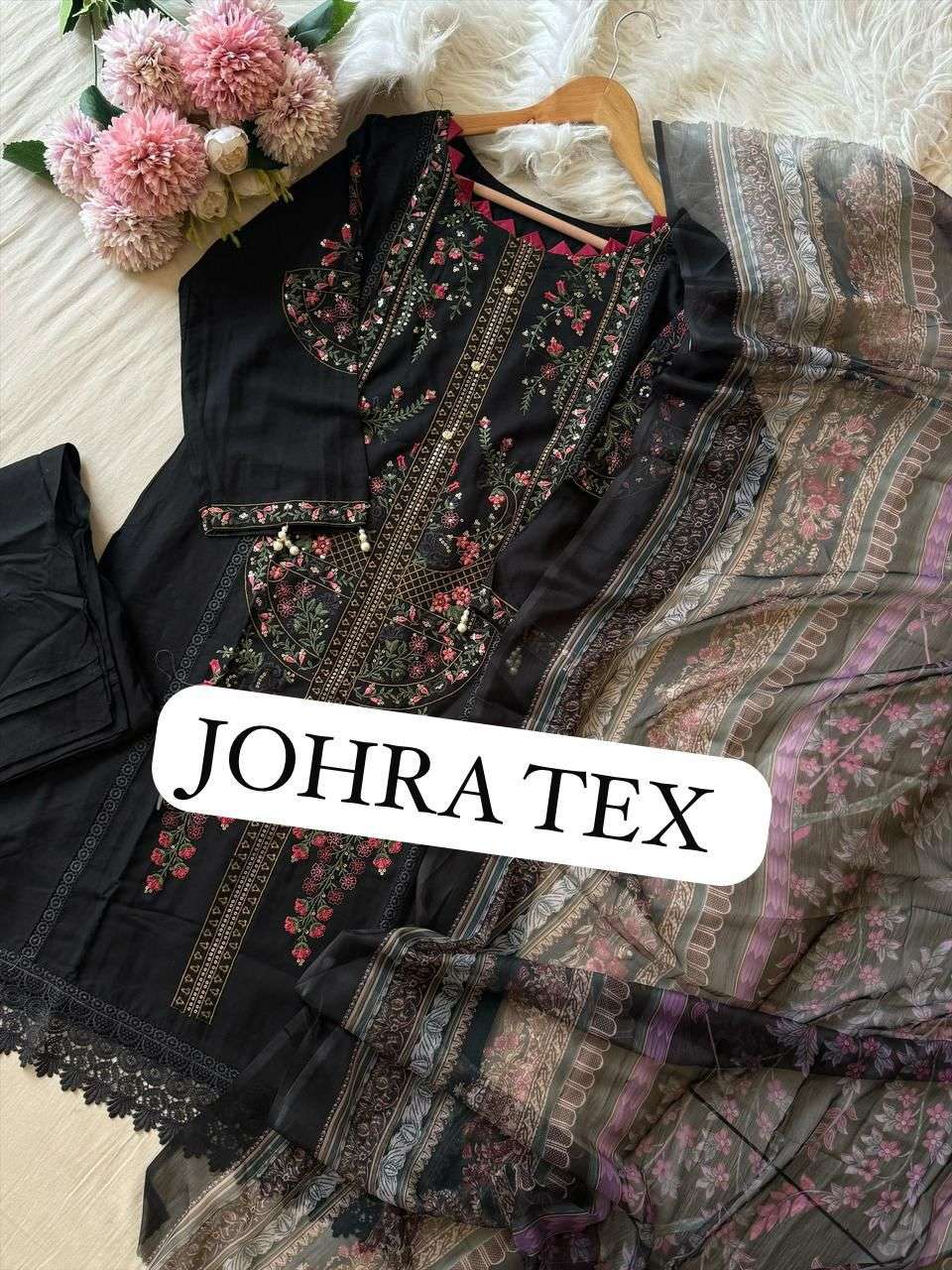 JOHRA TEX DESIGN NO - JT - 165 C VISCOSE RAYON SELF EMBROIDERED PARTY WEAR SUIT