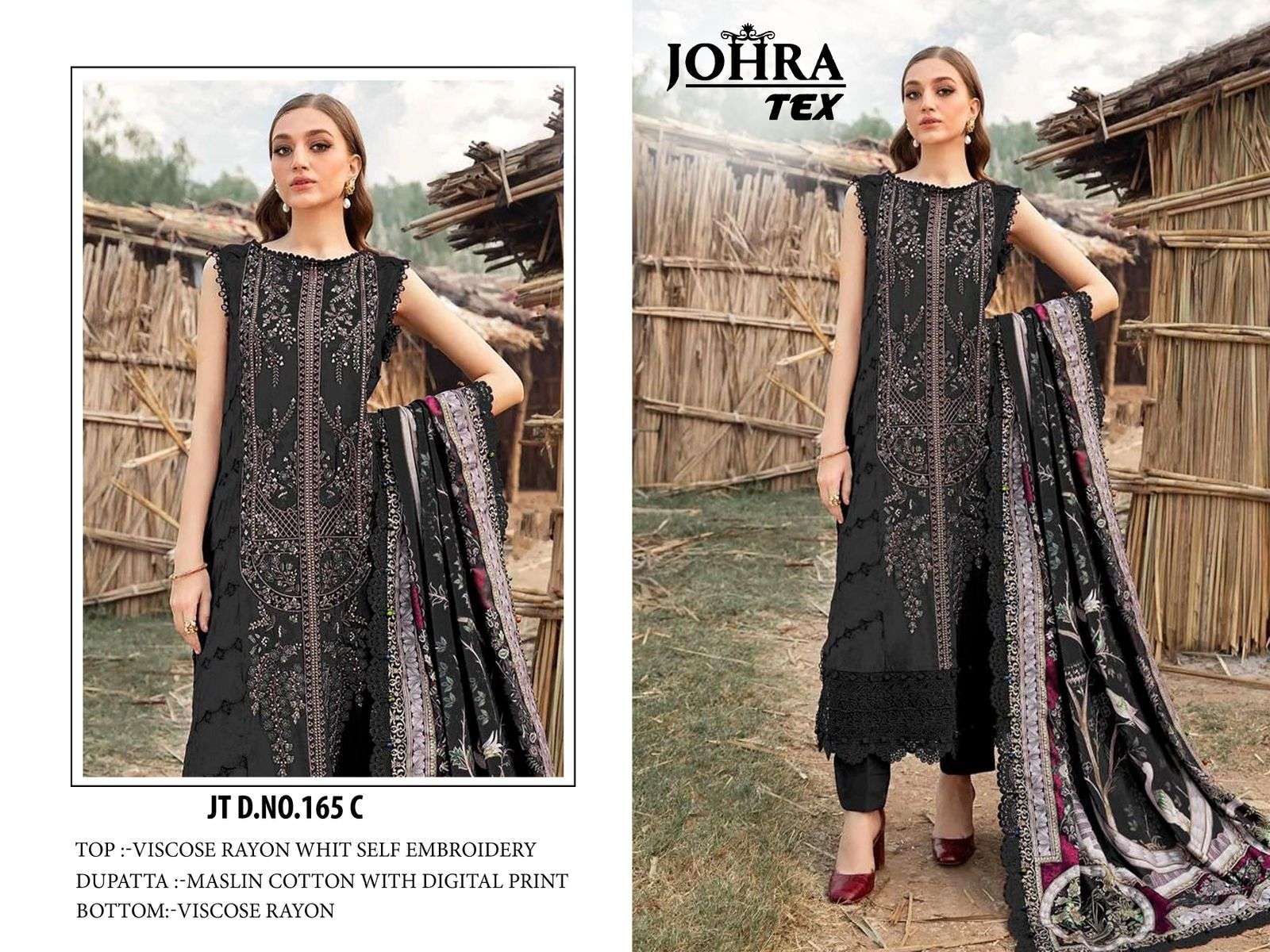 JOHRA TEX DESIGN NO - JT - 165 C VISCOSE RAYON SELF EMBROIDERED PARTY WEAR SUIT