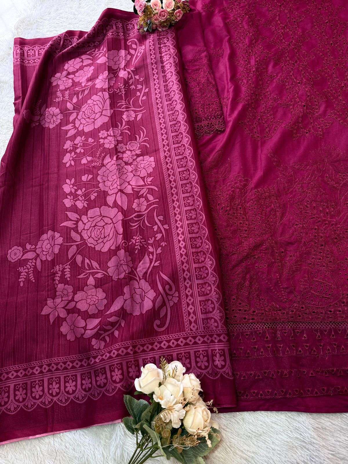 JOHRA TEX DESIGN NO - JT - 174 CAMBRIC COTTON HEAVY EMBROIDERED WORK PAKISTANI SALWAR SUIT 