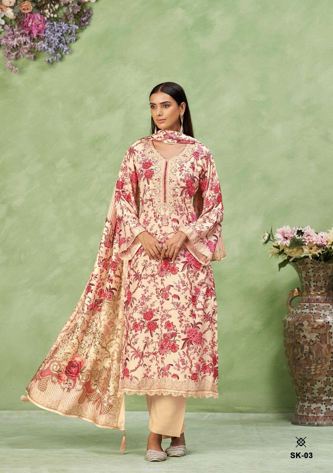 KARVA DESINER STUDIO SURKH VOL 2 VISCOSE DIGITAL PRINT WITH HAND WORK SUIT