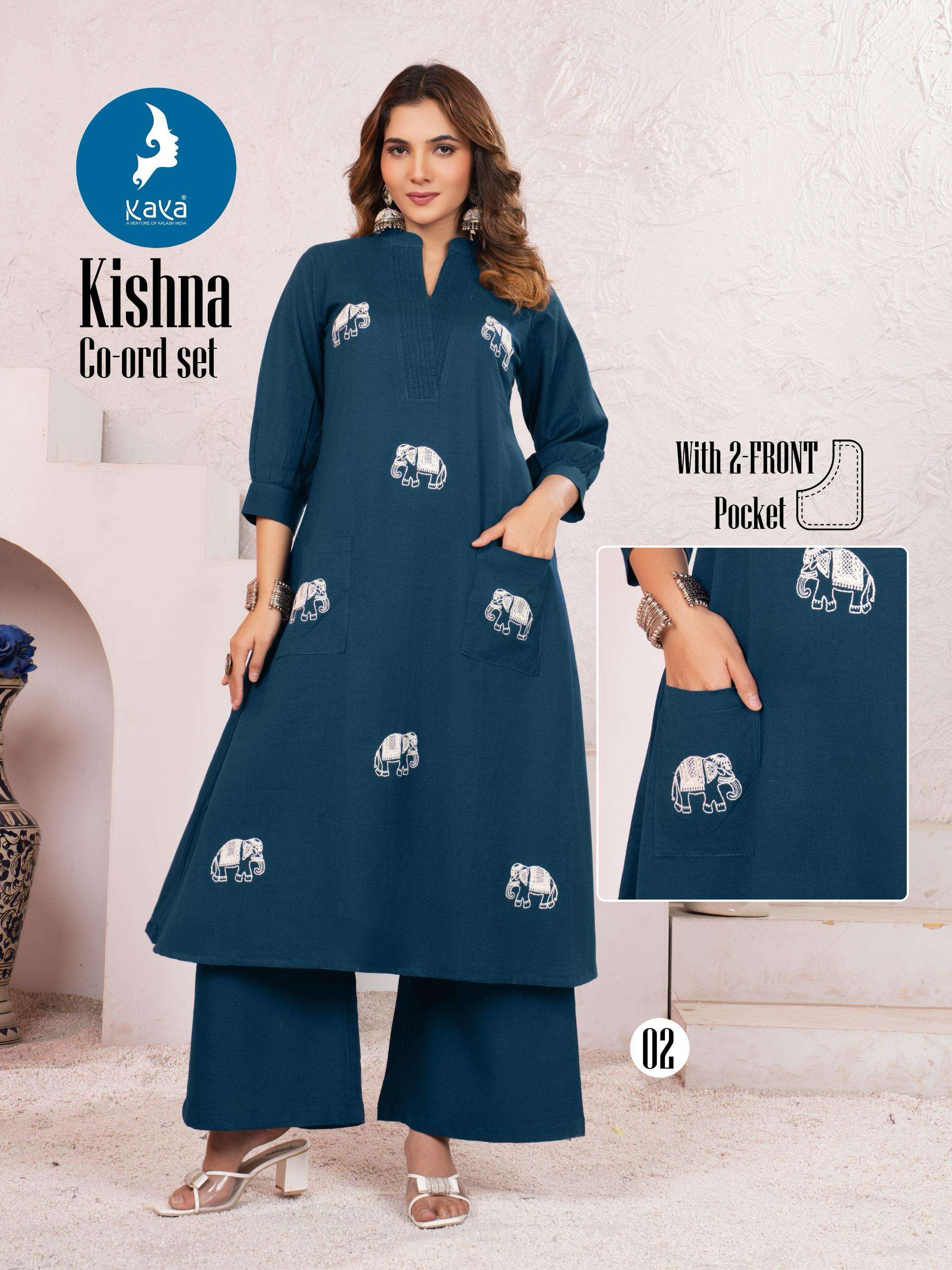 KAYA KISHNA COTTON FANCY WORKS LADIES KURTI WITH BOTTOM PAIR