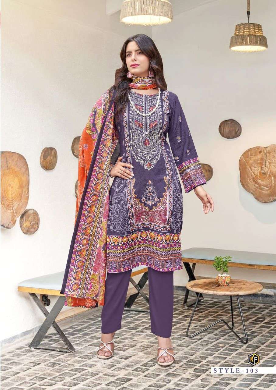 KEVAL FAB JAZMIN COTTON DIGITAL PRINT WITH FANCY WORK SUIT