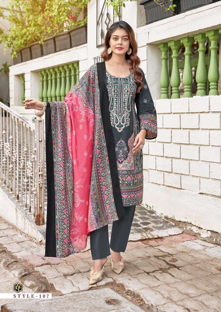 KEVAL FAB JAZMIN COTTON DIGITAL PRINT WITH FANCY WORK SUIT
