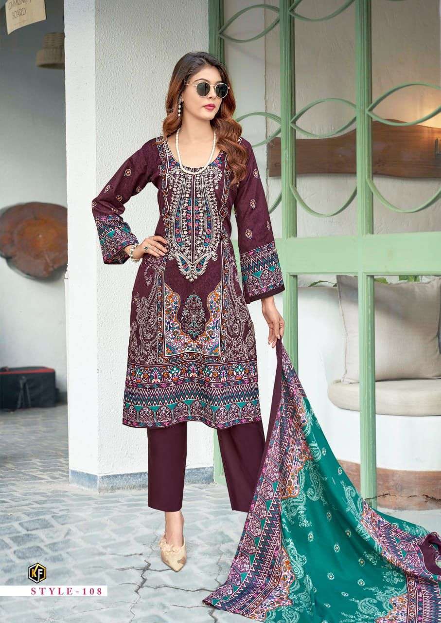 KEVAL FAB JAZMIN COTTON DIGITAL PRINT WITH FANCY WORK SUIT