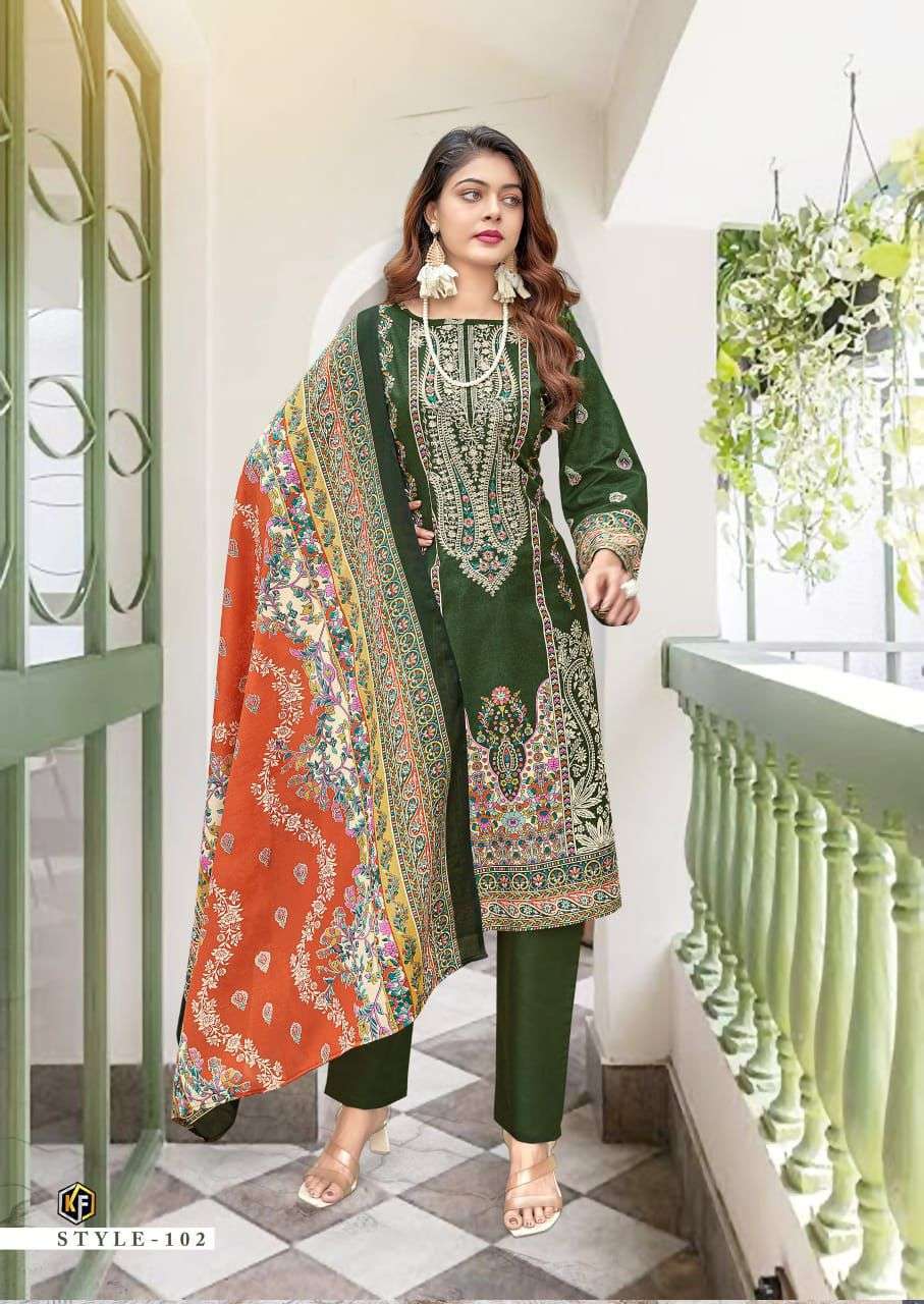 KEVAL FAB JAZMIN COTTON DIGITAL PRINT WITH FANCY WORK SUIT