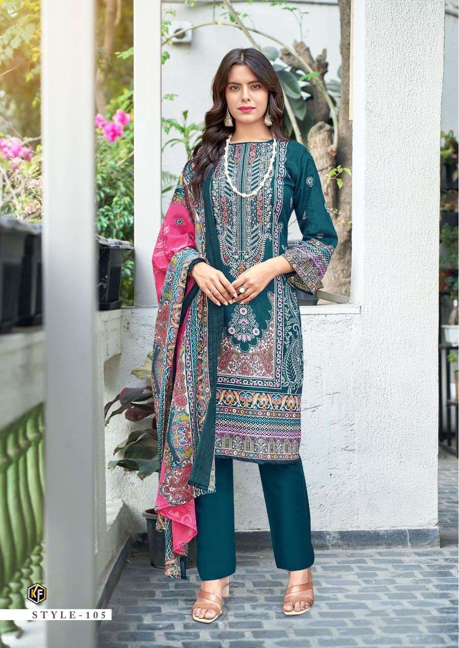 KEVAL FAB JAZMIN COTTON DIGITAL PRINT WITH FANCY WORK SUIT