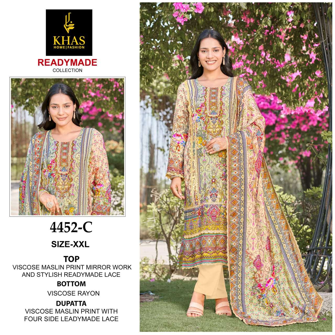 KHAS FASHION D NO 4452 VISCOSE DIGITAL PRINT WITH DESIGNER WORK SUIT