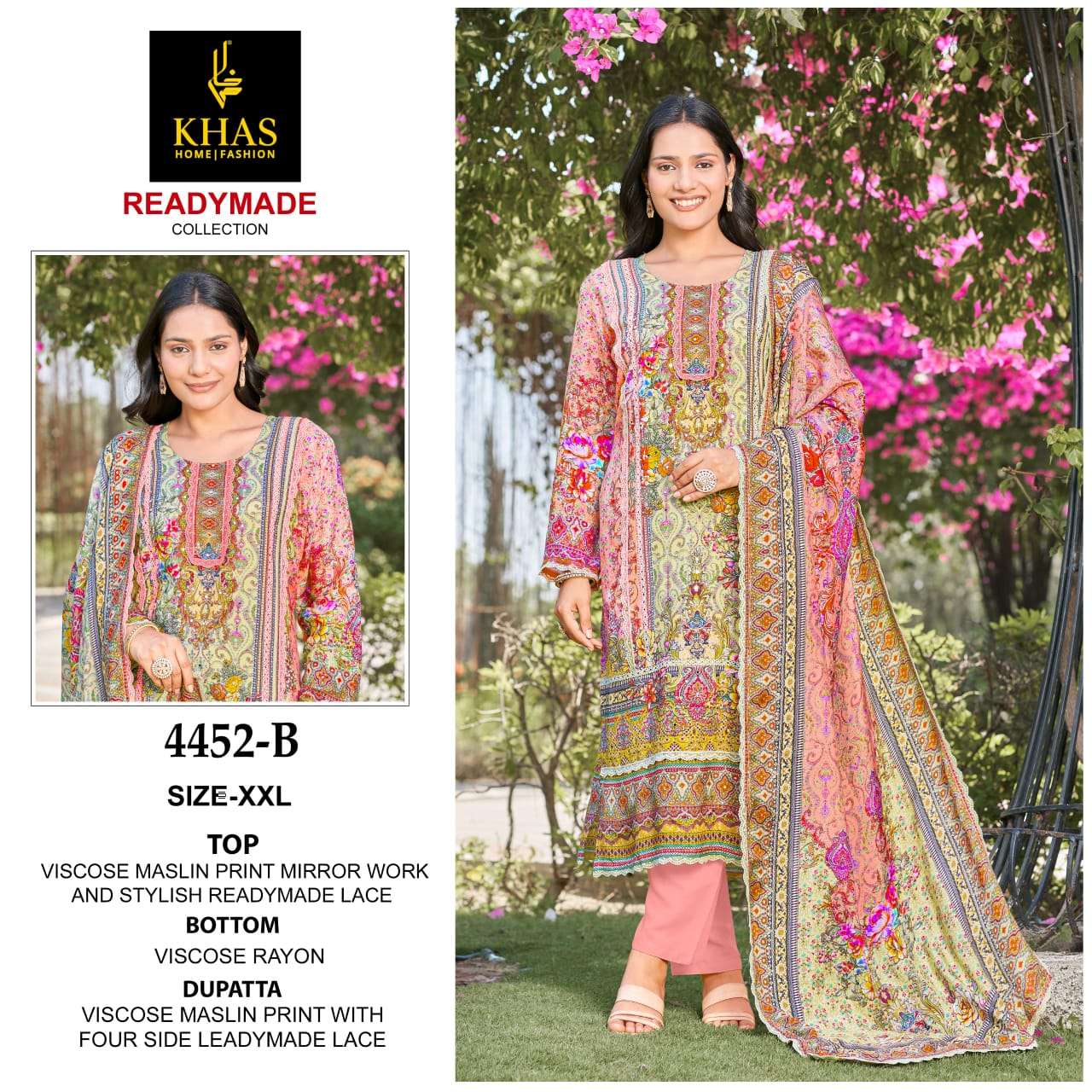 KHAS FASHION D NO 4452 VISCOSE DIGITAL PRINT WITH DESIGNER WORK SUIT