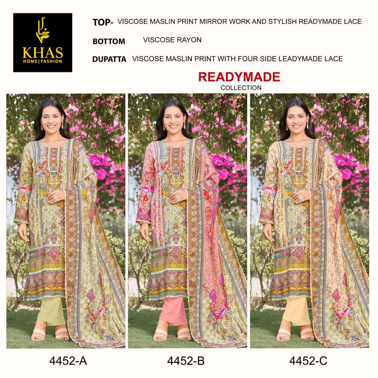 KHAS FASHION D NO 4452 VISCOSE DIGITAL PRINT WITH DESIGNER WORK SUIT