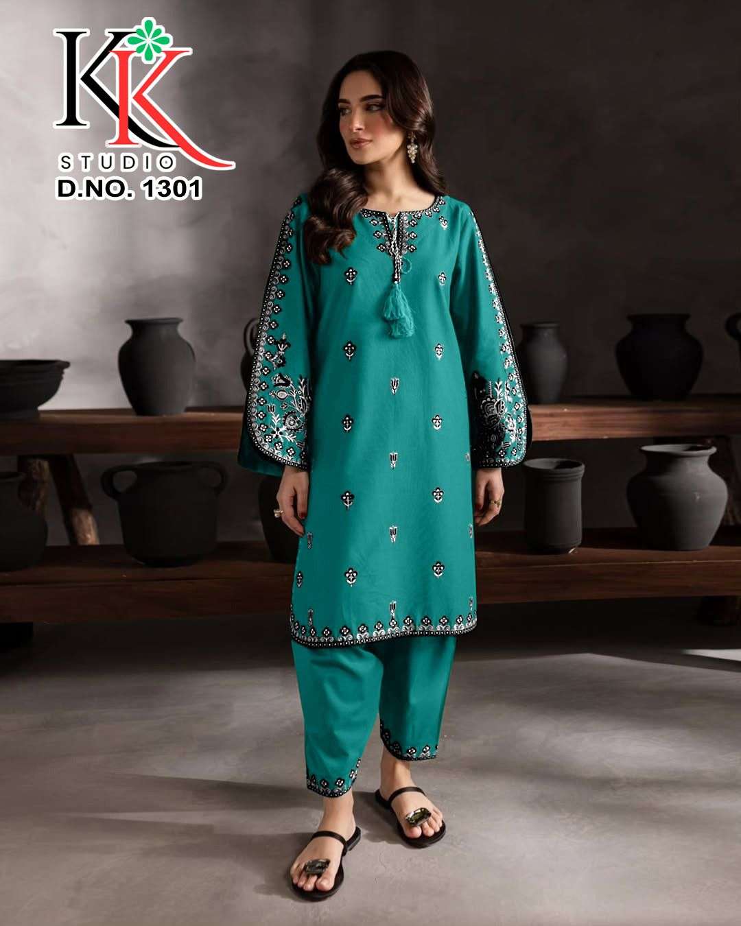 KK STUDIO D NO 1301 FANCY EMBROIDERED PAKISTANI STYLE SUIT