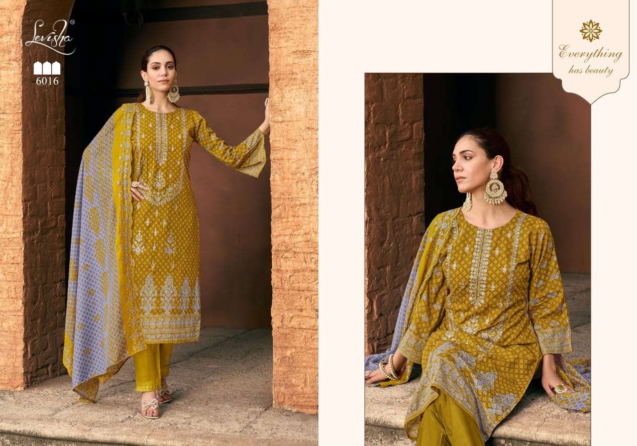 LEVISHA MADHUBALA VOL 6 LAWN COTTON DIGITAL PRINT WITH FANCY WORK SUIT