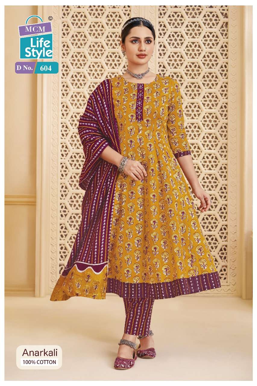 MCM LIFESTYLE ANARKALI VOL 6 COTTON PRINT LADIES KURTI COMBO SET