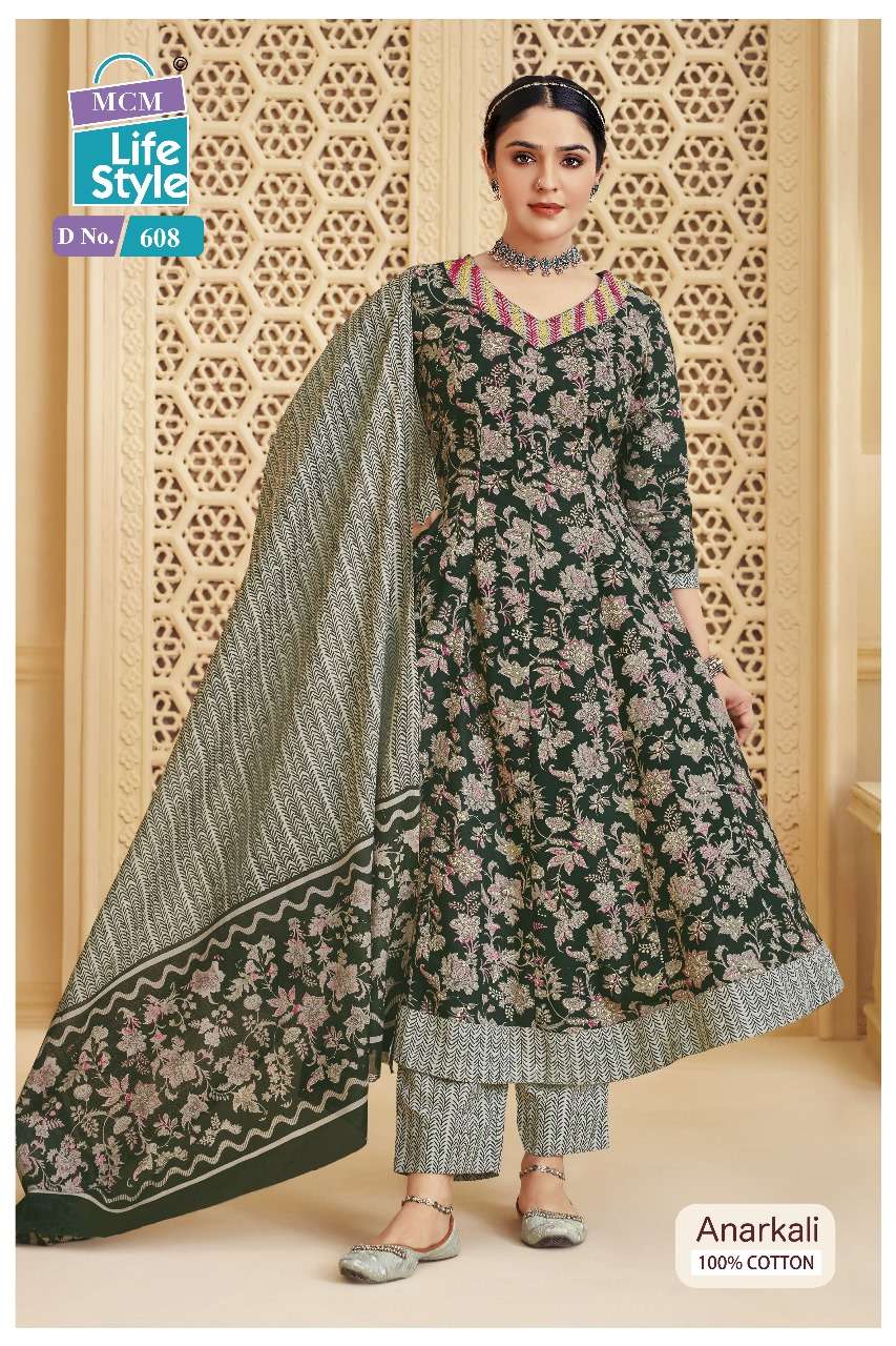 MCM LIFESTYLE ANARKALI VOL 6 COTTON PRINT LADIES KURTI COMBO SET