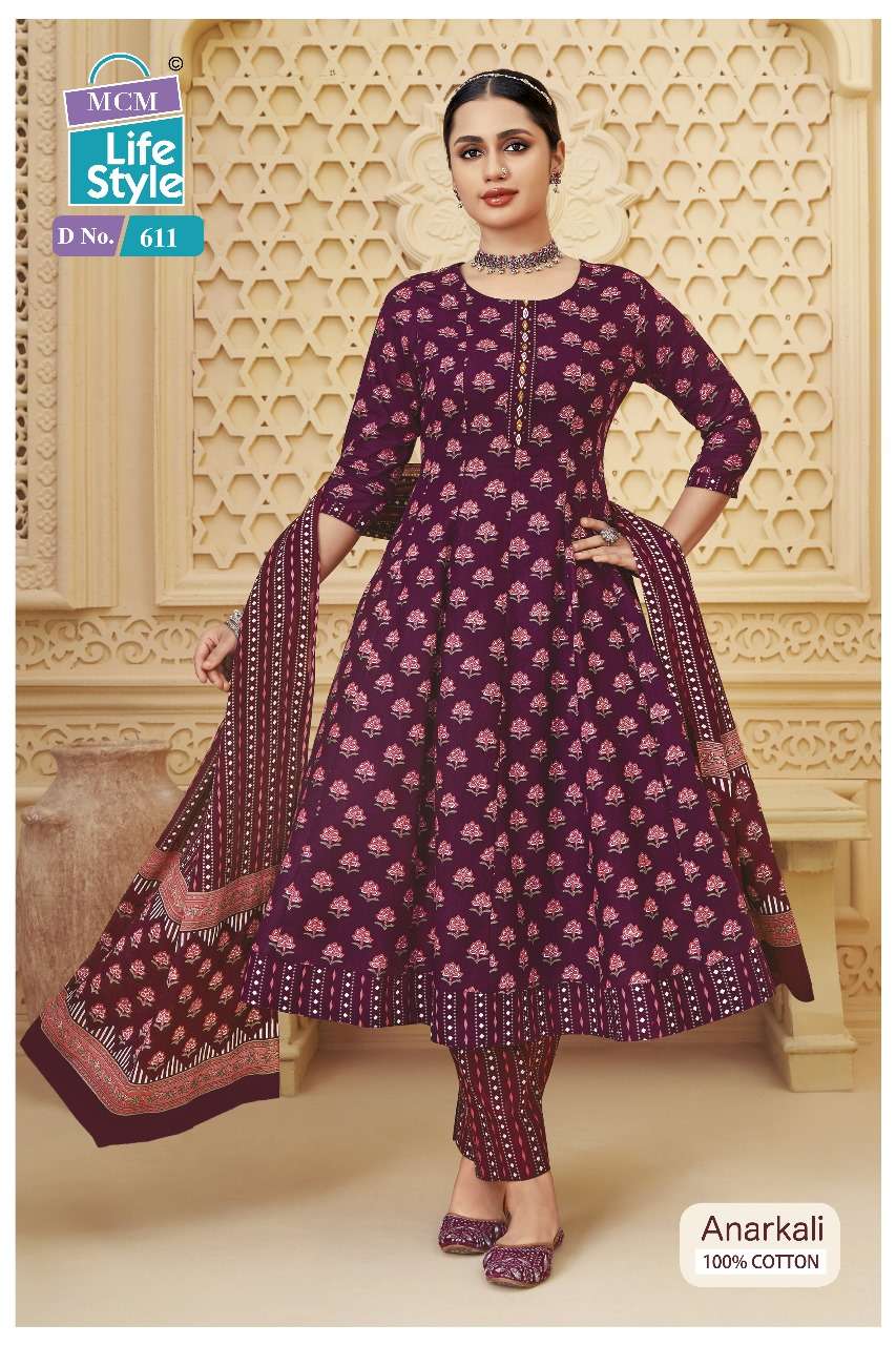 MCM LIFESTYLE ANARKALI VOL 6 COTTON PRINT LADIES KURTI COMBO SET