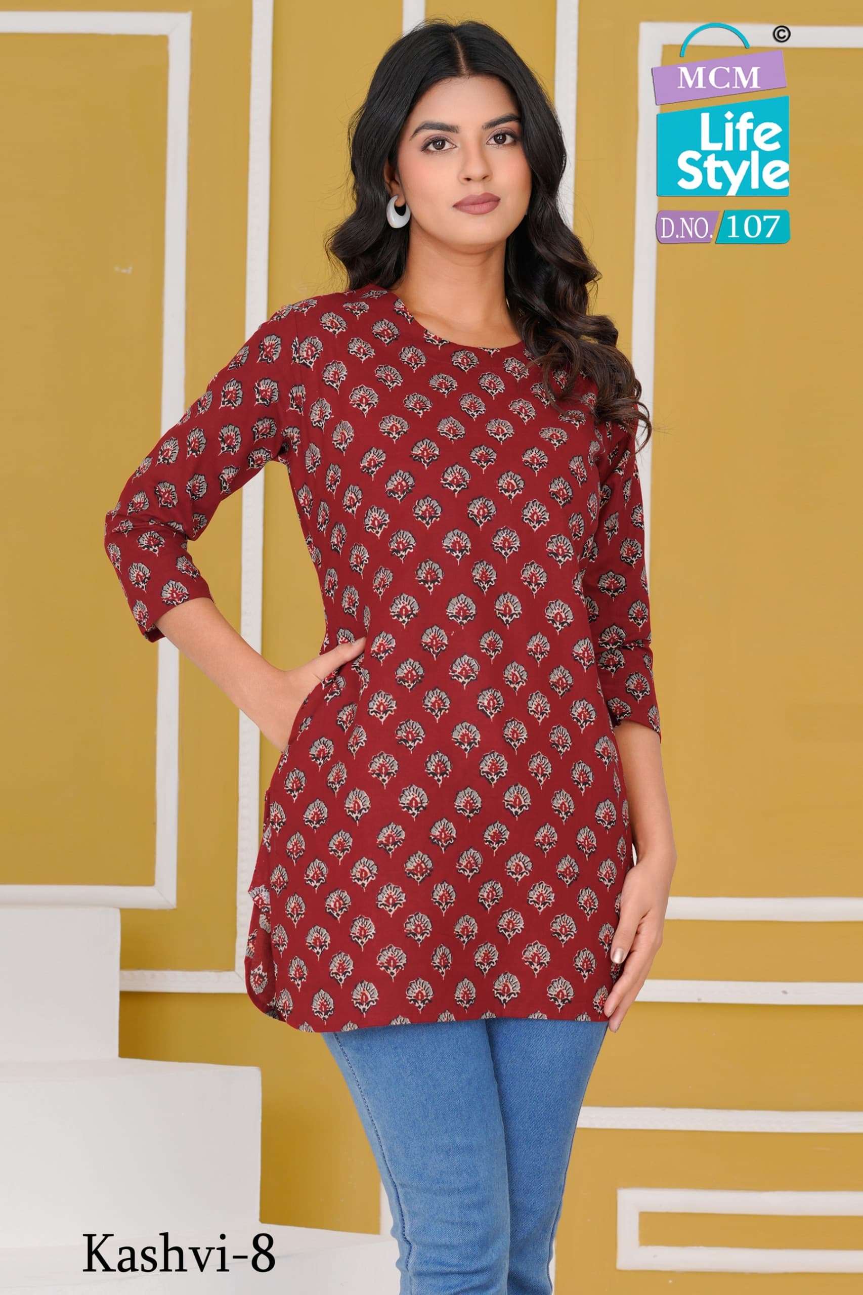 MCM LIFESTYLE KASHVI VOL 8 COTTON PRINT FANCY SHORT TOP