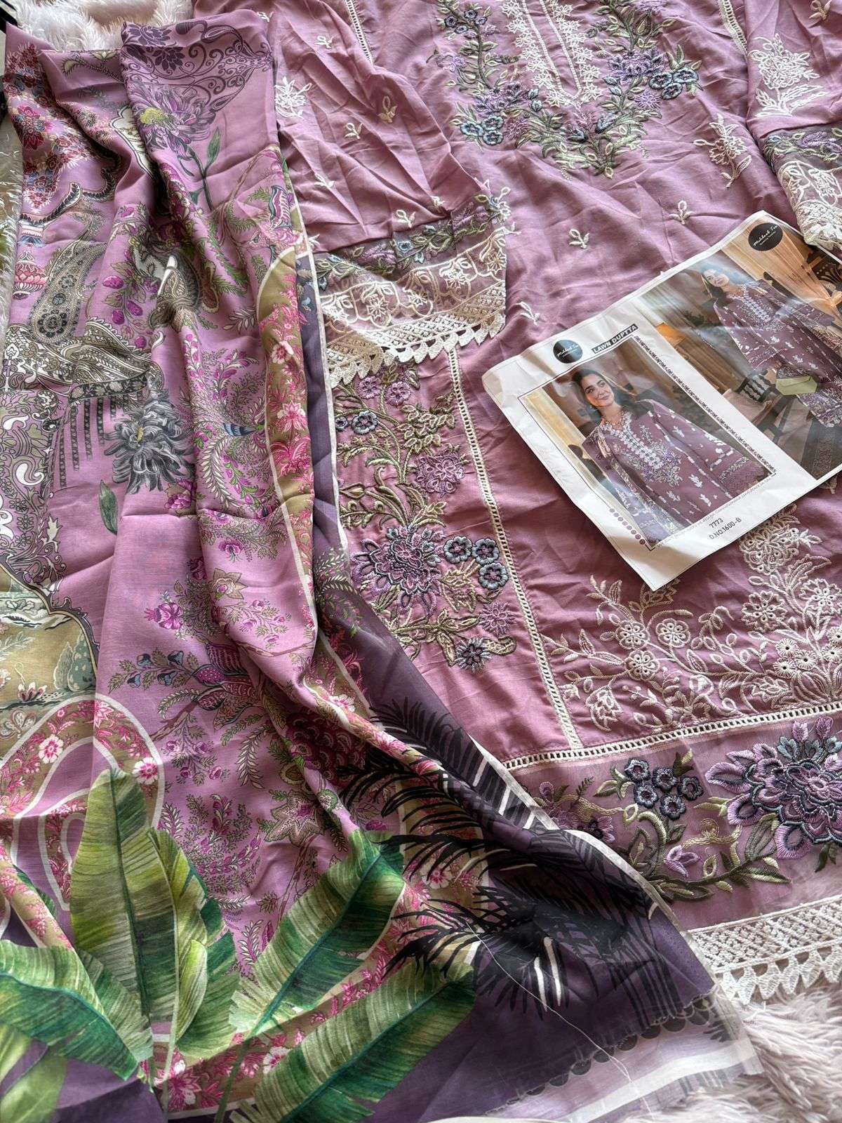 MEHBOOB TEX DESIGN NO - 1600 BC VISCOSE CAMBRIC COTTON HEAVY SELF EMBROIDERED PAKISTANI SALWAR SUIT