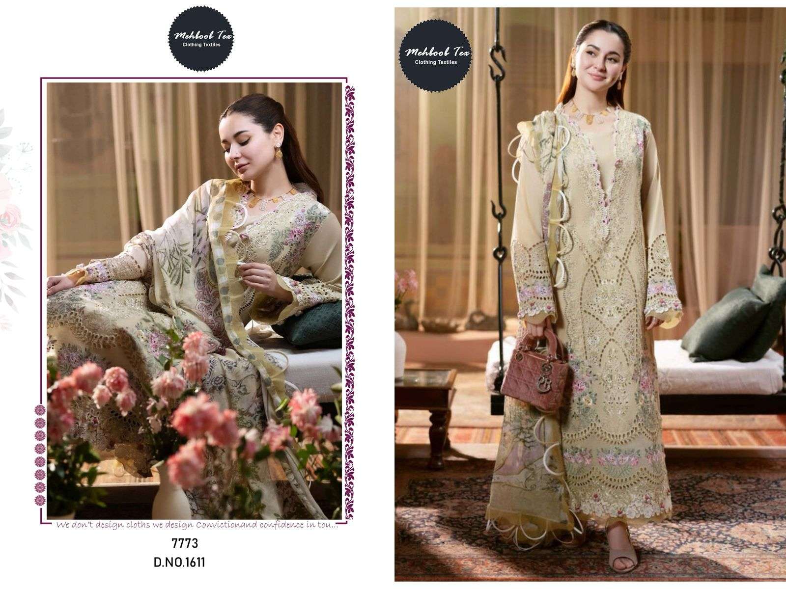 MEHBOOB TEX DESIGN NO - 1611 PURE VISCOSE LAWN HEAVY SELF EMBROIDERED PAKISTANI SALWAR SUIT