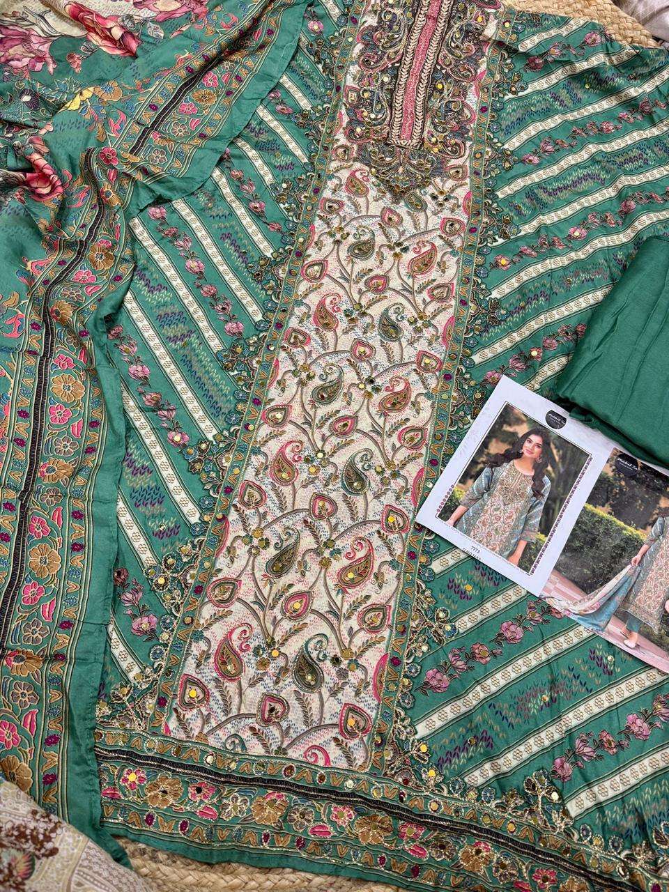 MEHBOOB TEX DESIGN NO - 1614-1652 PURE VISCOSE MUSLIN DIGITAL PRINT AARI WORK PAKISTANI SUIT 