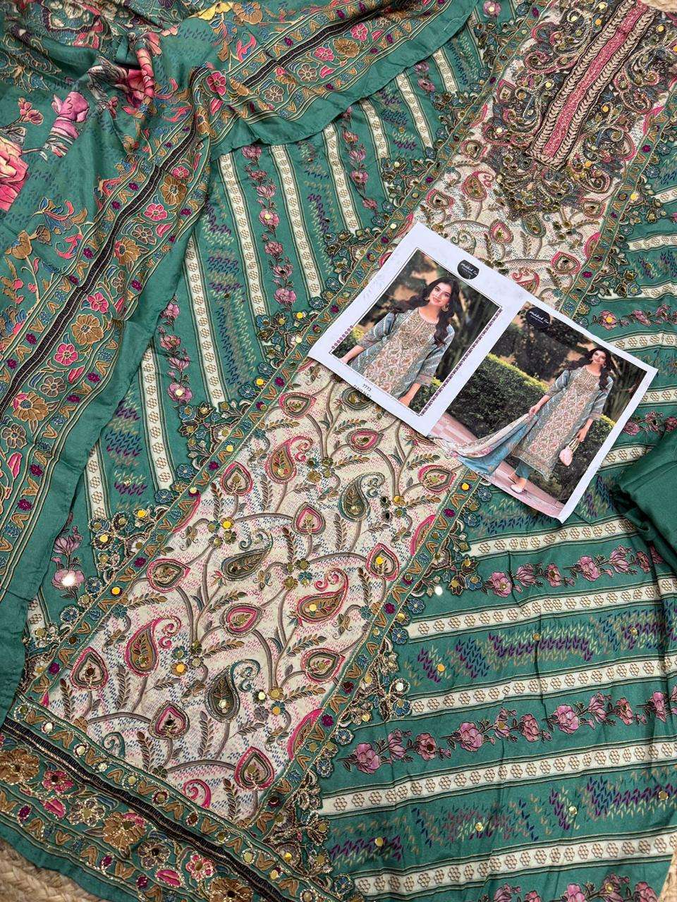 MEHBOOB TEX DESIGN NO - 1614-1652 PURE VISCOSE MUSLIN DIGITAL PRINT AARI WORK PAKISTANI SUIT 