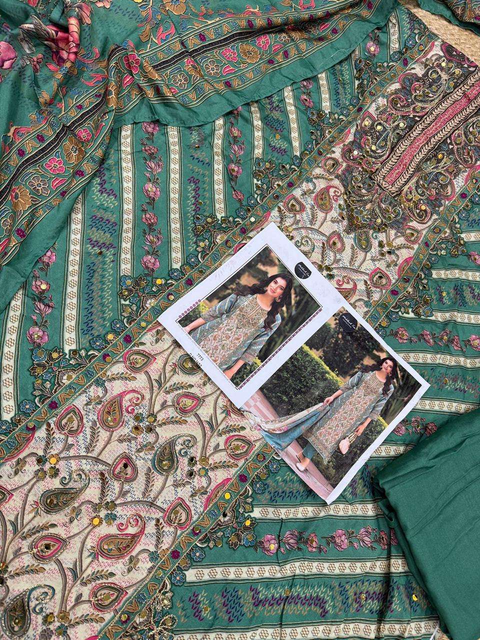 MEHBOOB TEX DESIGN NO - 1614-1652 PURE VISCOSE MUSLIN DIGITAL PRINT AARI WORK PAKISTANI SUIT 