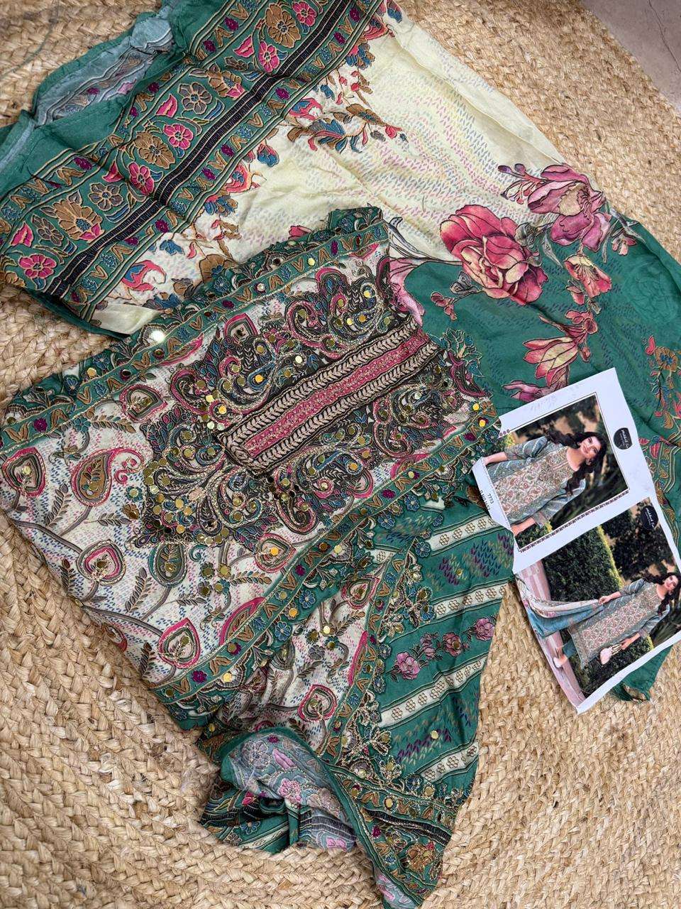MEHBOOB TEX DESIGN NO - 1614-1652 PURE VISCOSE MUSLIN DIGITAL PRINT AARI WORK PAKISTANI SUIT 