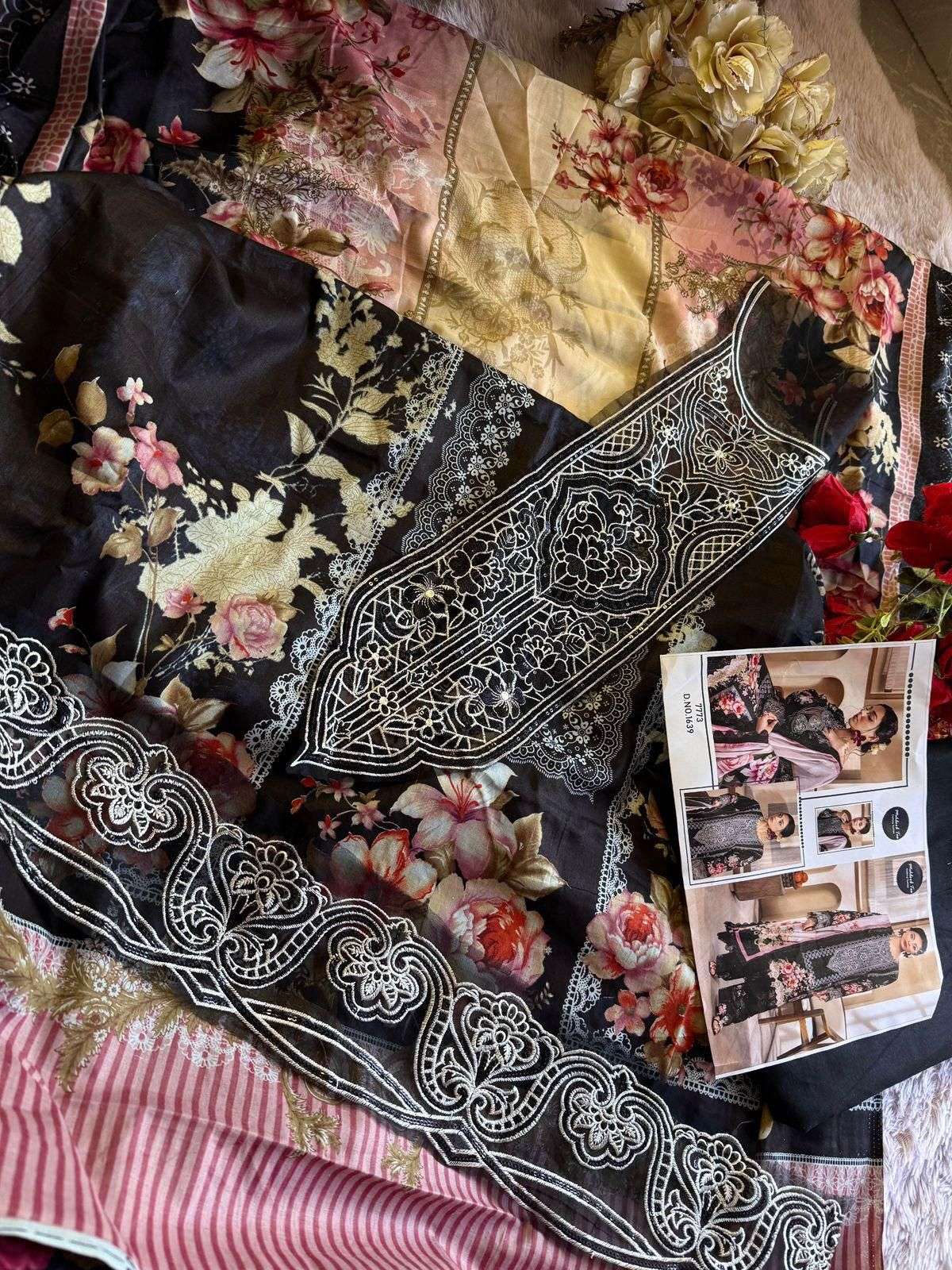 MEHBOOB TEX DESIGN NO - 1636-1639 PURE COTTON PRINT EMBROIDERED SELF WORK PATCH PAKISTANI SALWAR SUIT 