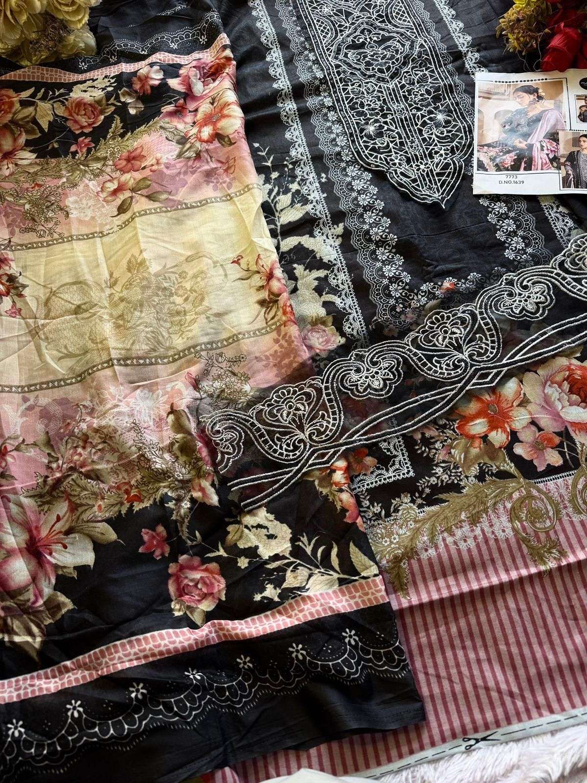 MEHBOOB TEX DESIGN NO - 1636-1639 PURE COTTON PRINT EMBROIDERED SELF WORK PATCH PAKISTANI SALWAR SUIT 