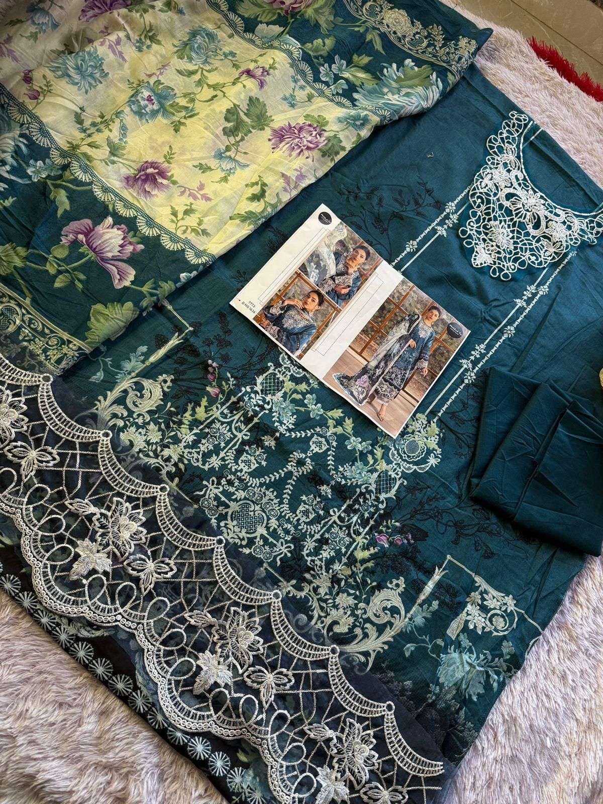 MEHBOOB TEX DESIGN NO - 1636-1639 PURE COTTON PRINT EMBROIDERED SELF WORK PATCH PAKISTANI SALWAR SUIT 