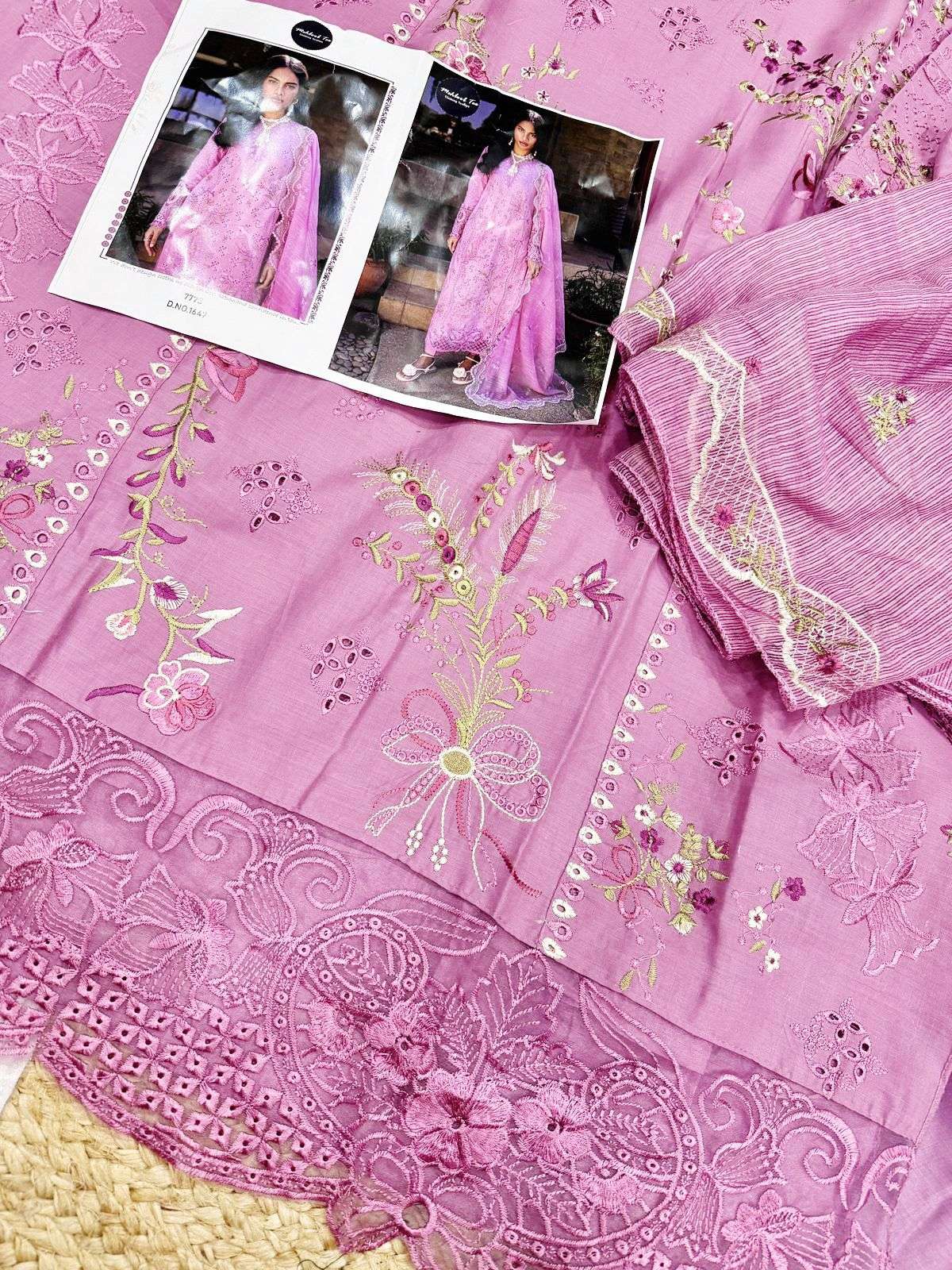MEHBOOB TEX DESIGN NO - 1647 PURE VISCOSE LAWN HEAVY SELF EMBROIDERED PAKISTANI SALWAR SUIT 