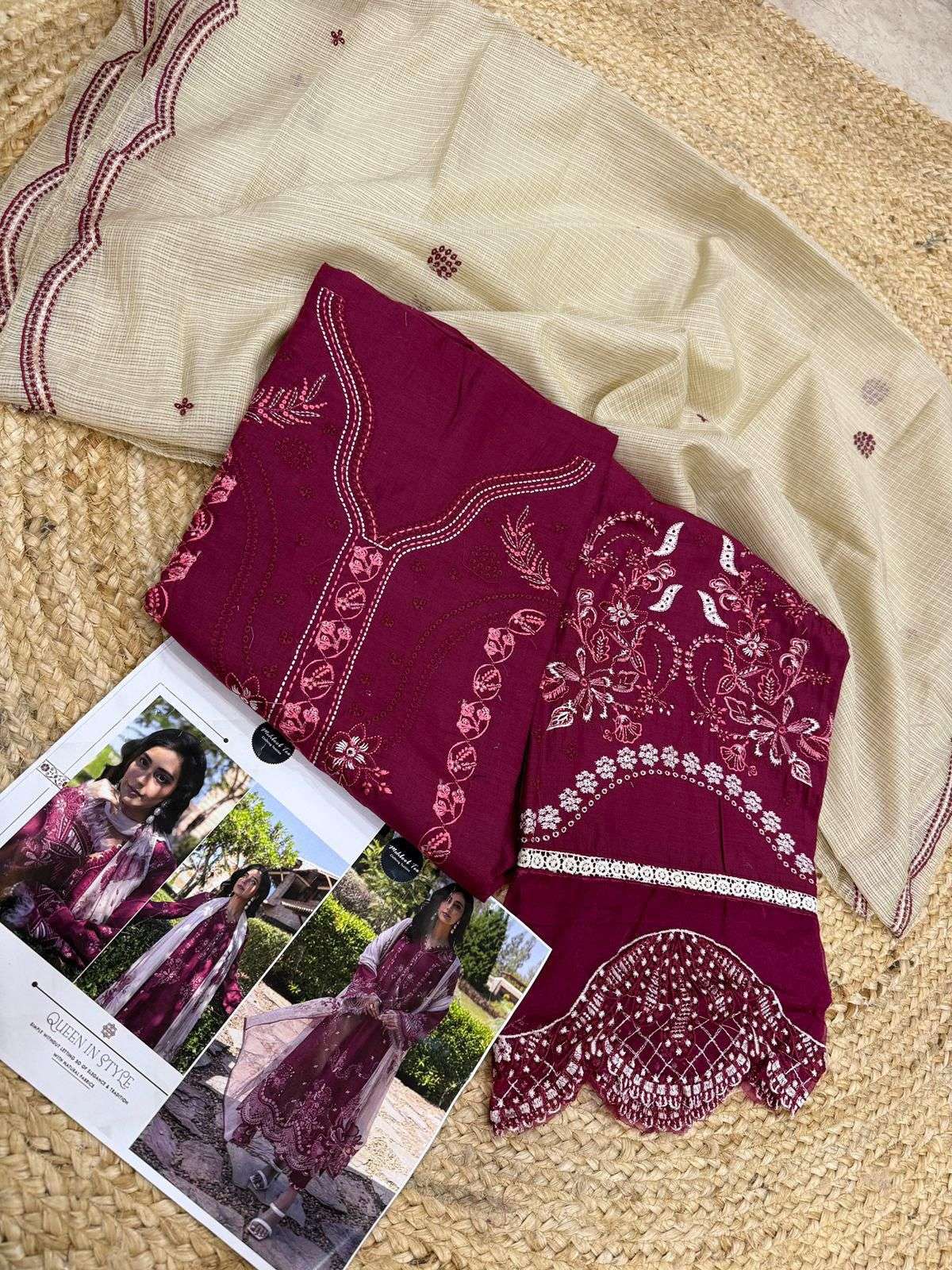 MEHBOOB TEX DESIGN NO - 1651 PURE VISCOSE LAWN HEAVY SELF EMBROIDERED PAKISTANI SALWAR SUIT 