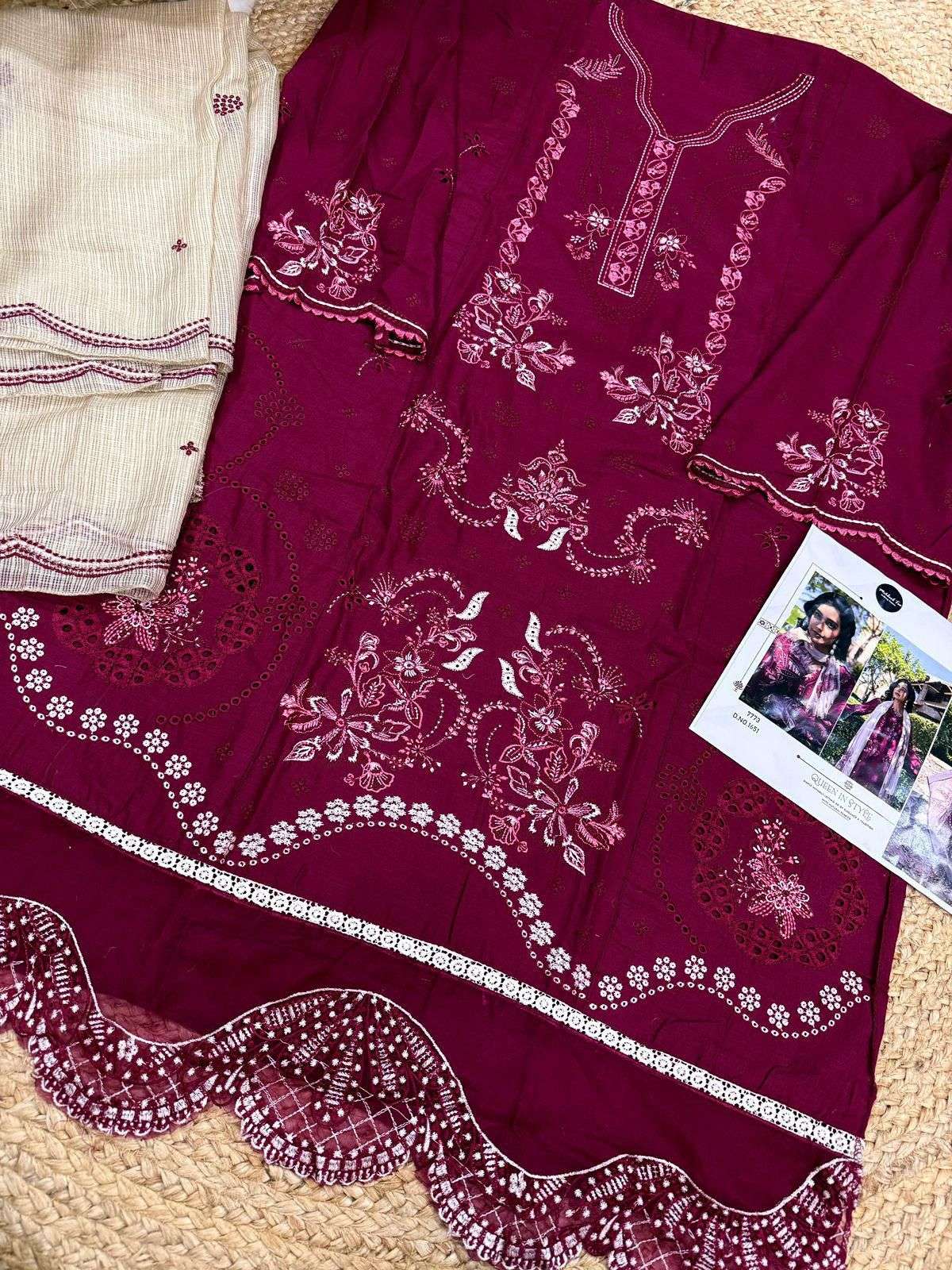 MEHBOOB TEX DESIGN NO - 1651 PURE VISCOSE LAWN HEAVY SELF EMBROIDERED PAKISTANI SALWAR SUIT 