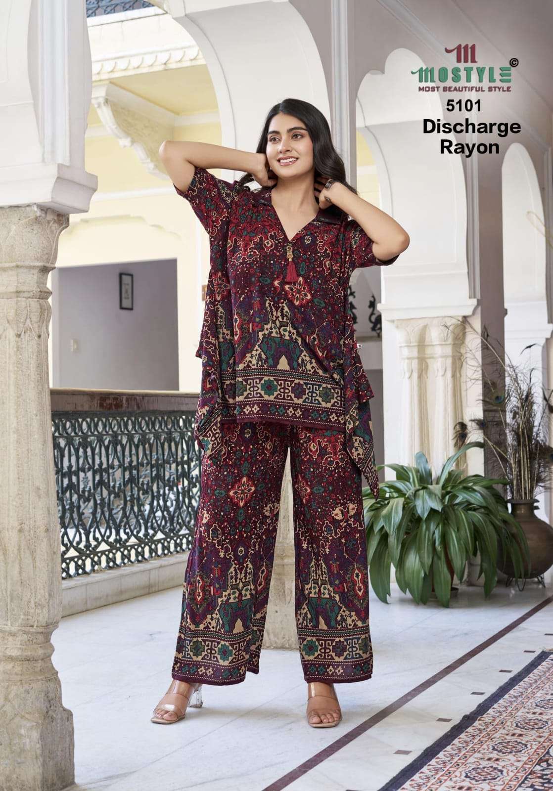MF DISCHARGE RAYON COLLECTION LADIES FANCY CO-ORD SET
