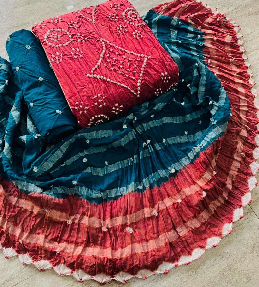 MF SATIN CONTRAST BANDHEJ COLLECTION