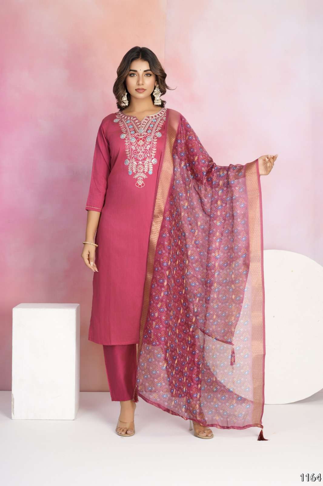 MF TANISHA VOL 22 VISCOSE CHANDERI SILK FANCY LADIES KURTI COMBO SET