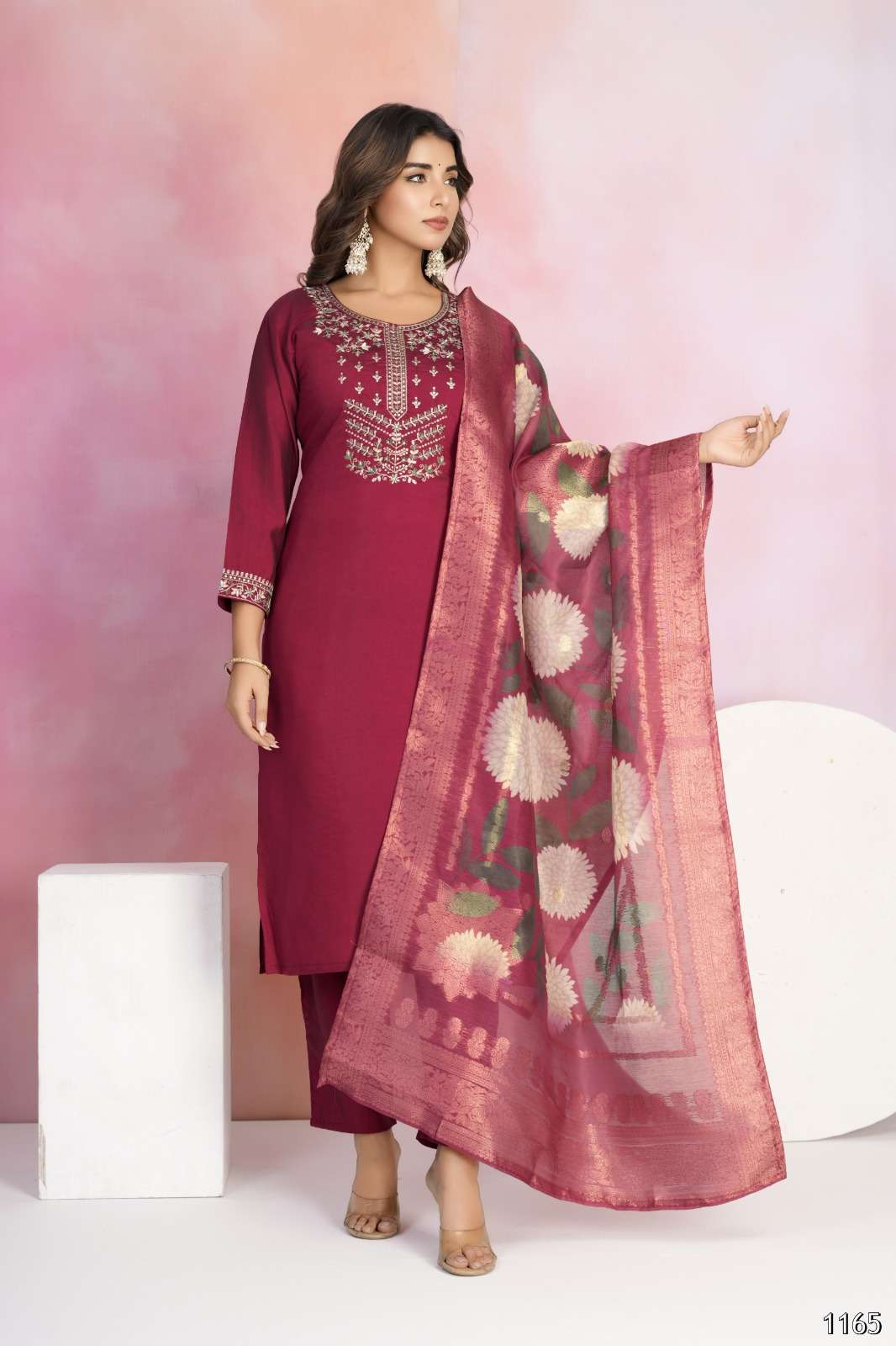 MF TANISHA VOL 22 VISCOSE CHANDERI SILK FANCY LADIES KURTI COMBO SET