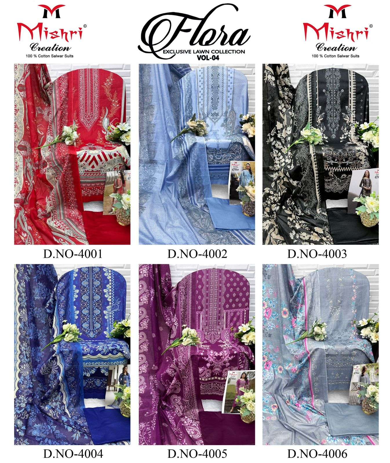 MISHRI CREATION FLORA VOL 4 LAWN COTTON DIGITAL KARACHI PRINT SUIT